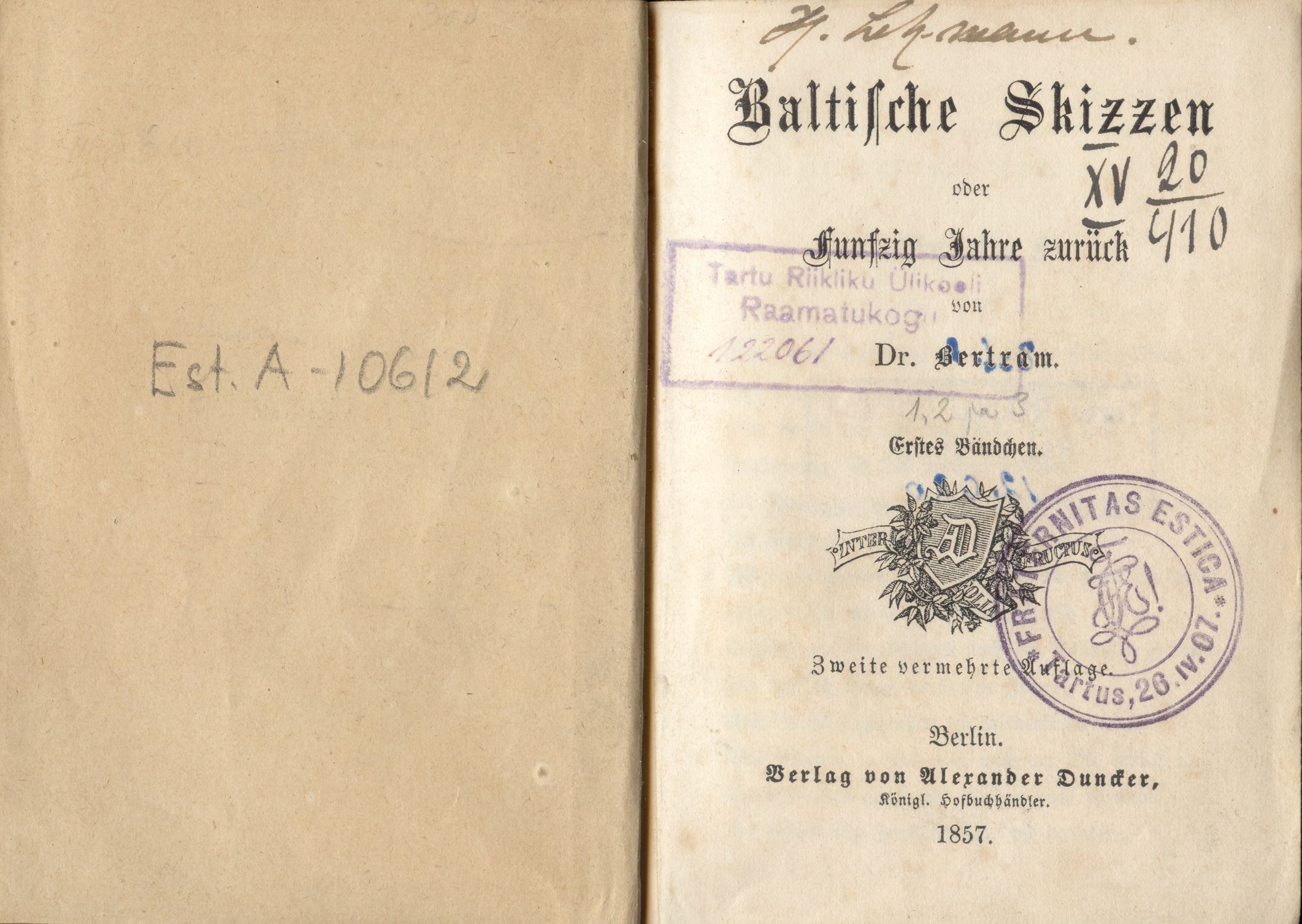 Baltische Skizzen [1] (1857) | 1. Title page