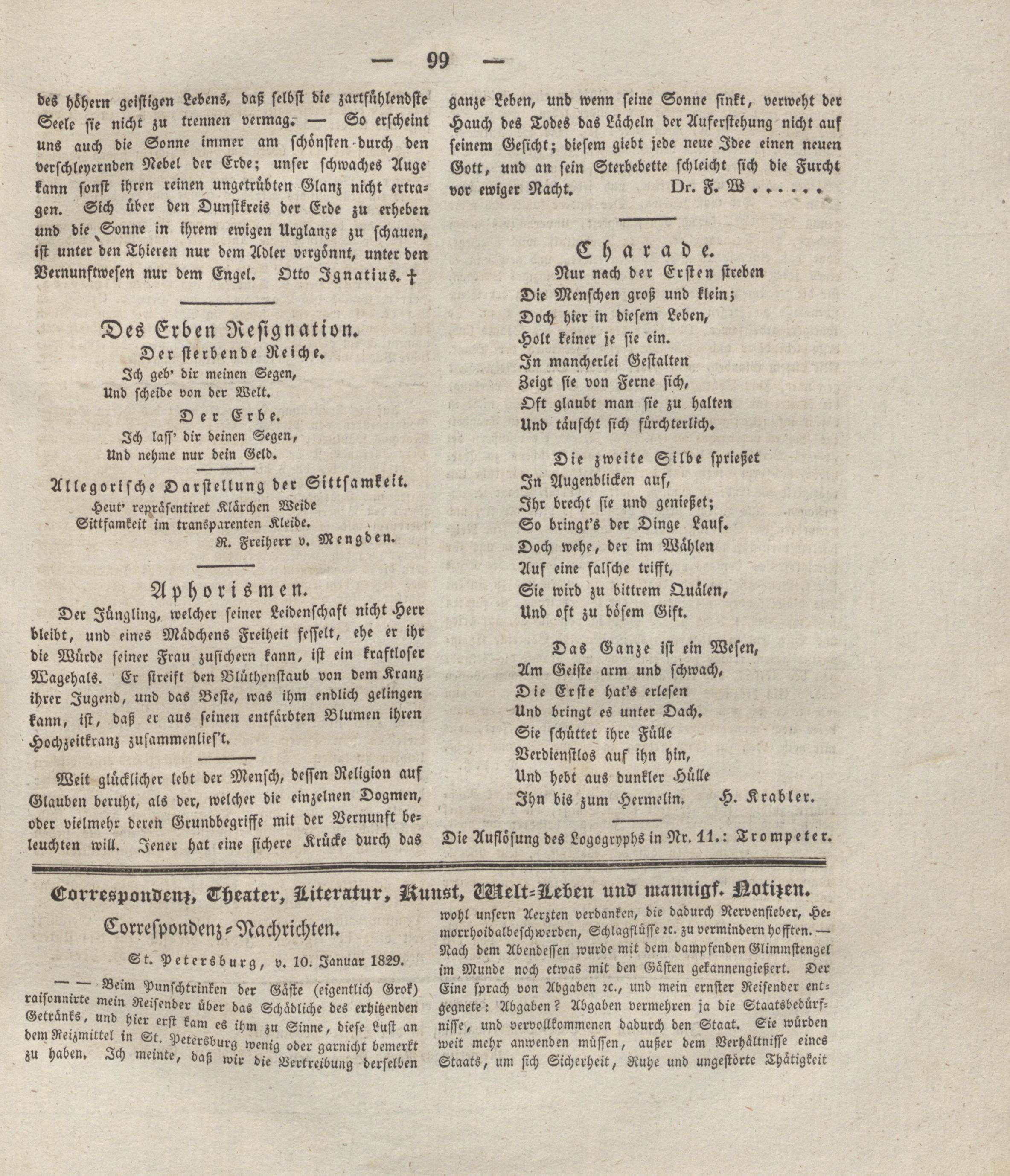 Des Erben Resignation (1829) | 1. (99) Haupttext