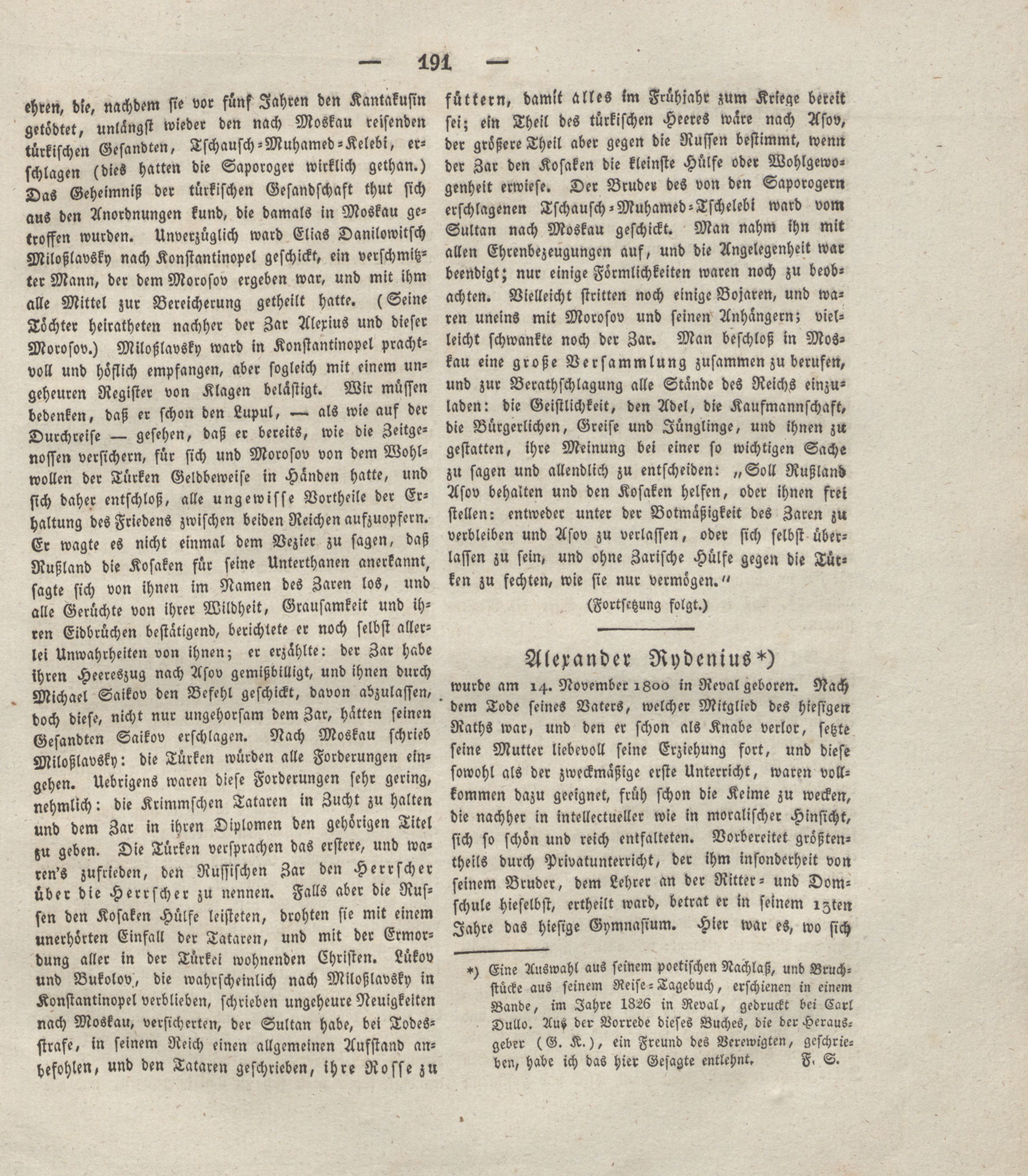 Alexander Rydenius (1829) | 1. (191) Main body of text