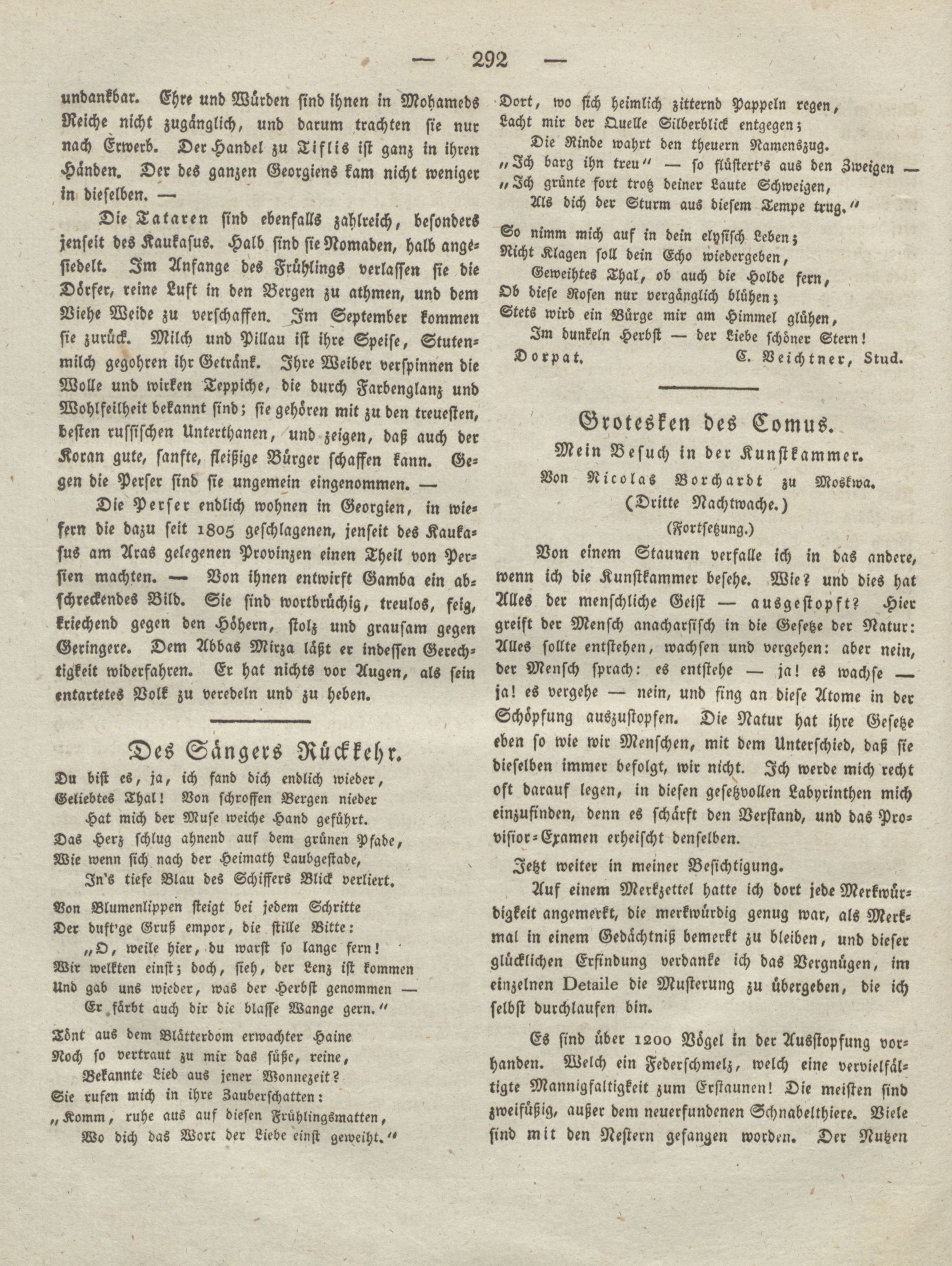 Des Sängers Rückkehr (1829) | 1. (292) Main body of text