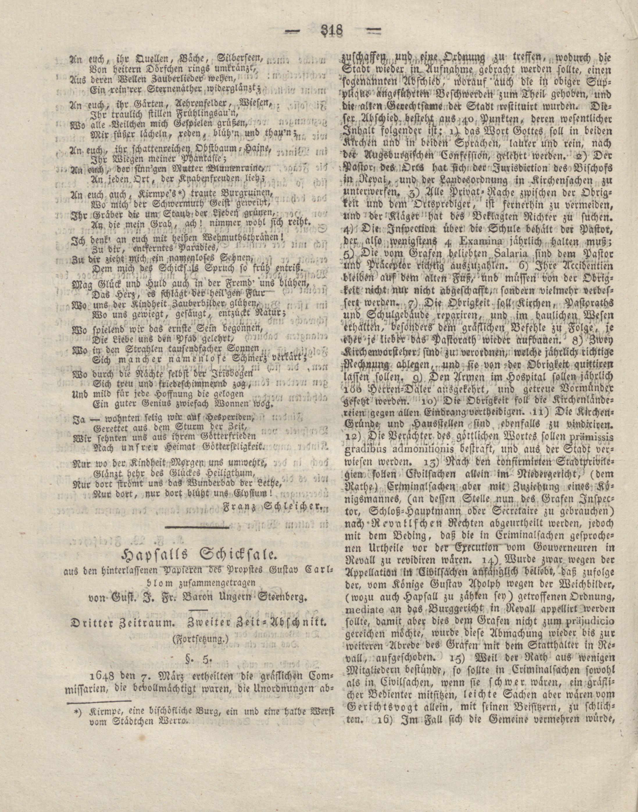 Hapsalls Schicksale [11] (1829) | 1. (318) Haupttext