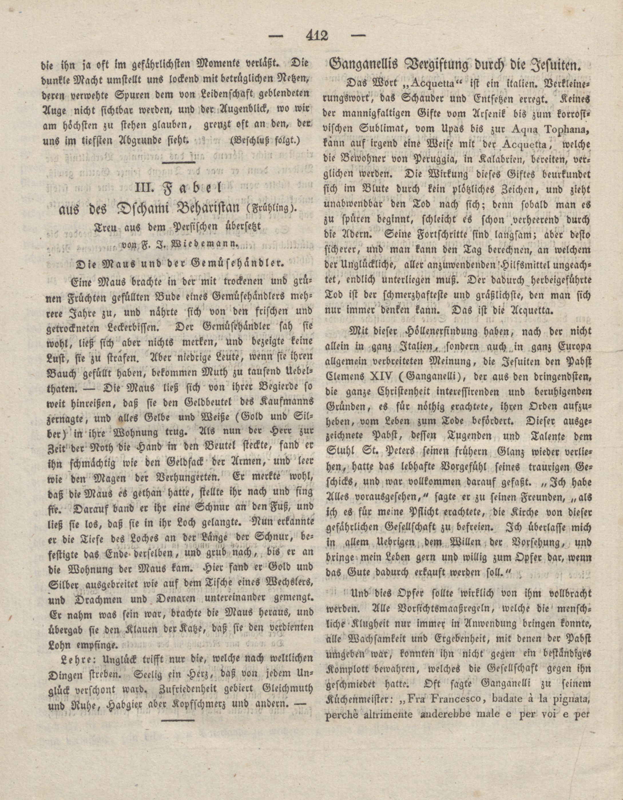 Die Maus und der Gemüsehändler (1829) | 1. (412) Haupttext