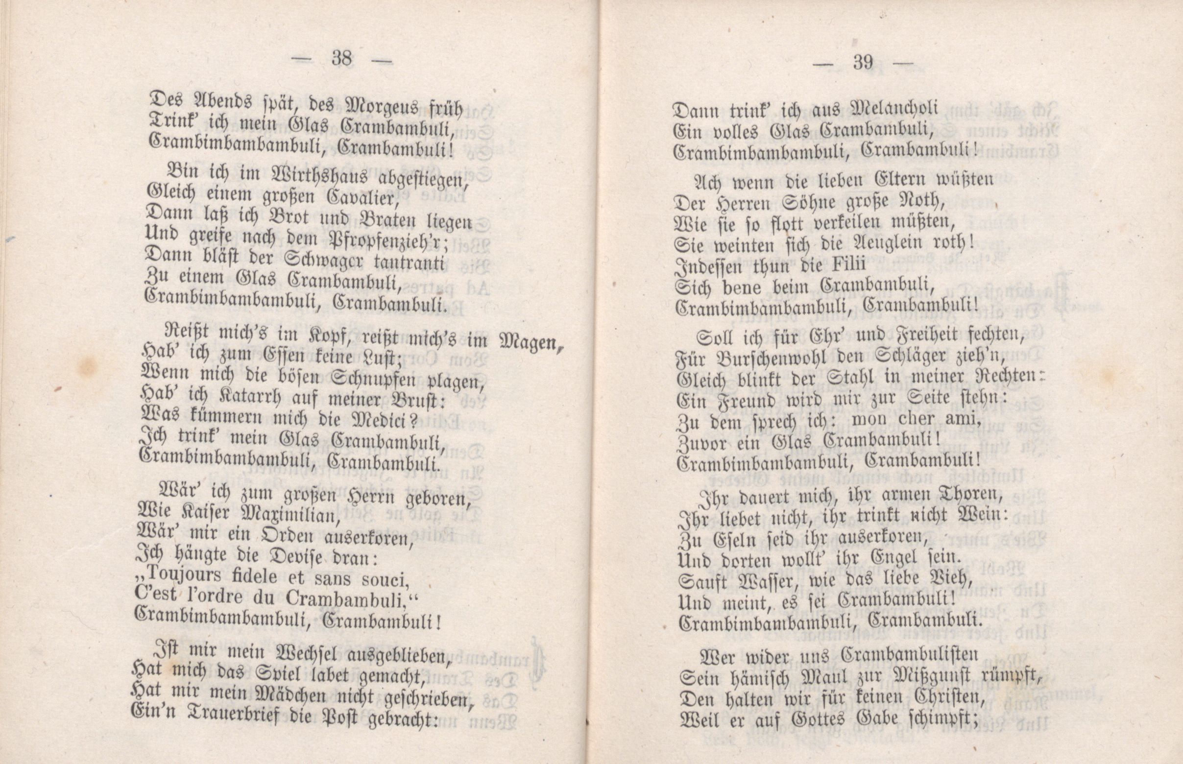 Dorpater Burschenliederbuch (1882) | 25. (38-39) Haupttext