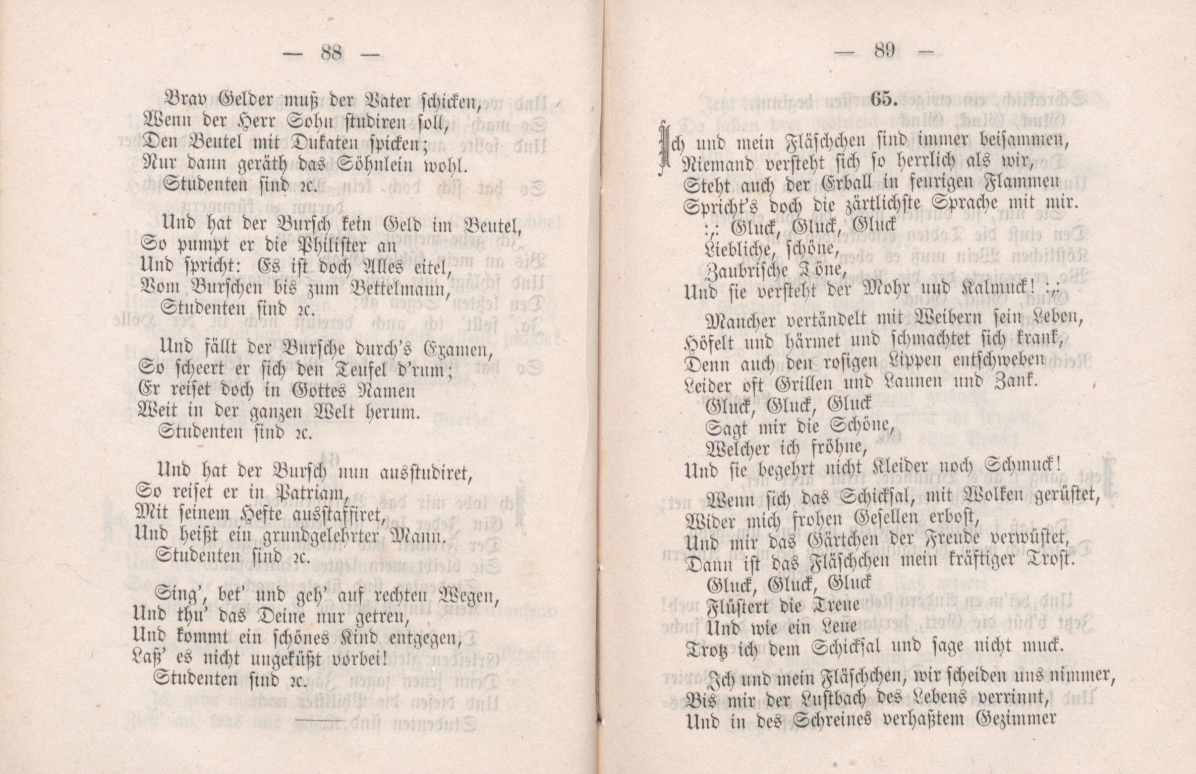 Dorpater Burschenliederbuch (1882) | 50. (88-89) Main body of text