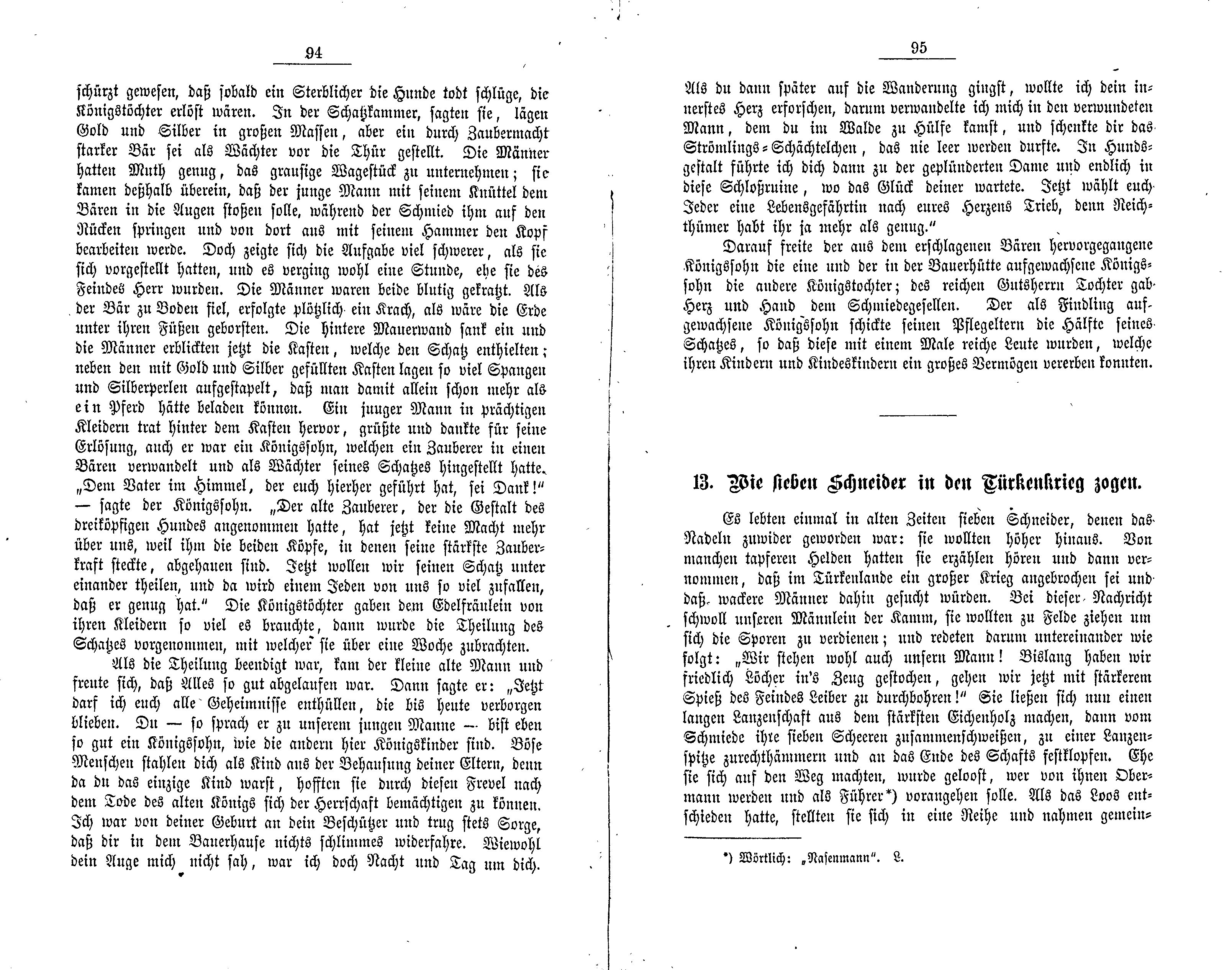 Wie sieben Schneider in den Türkenkrieg zogen (1881) | 1. (94-95) Põhitekst