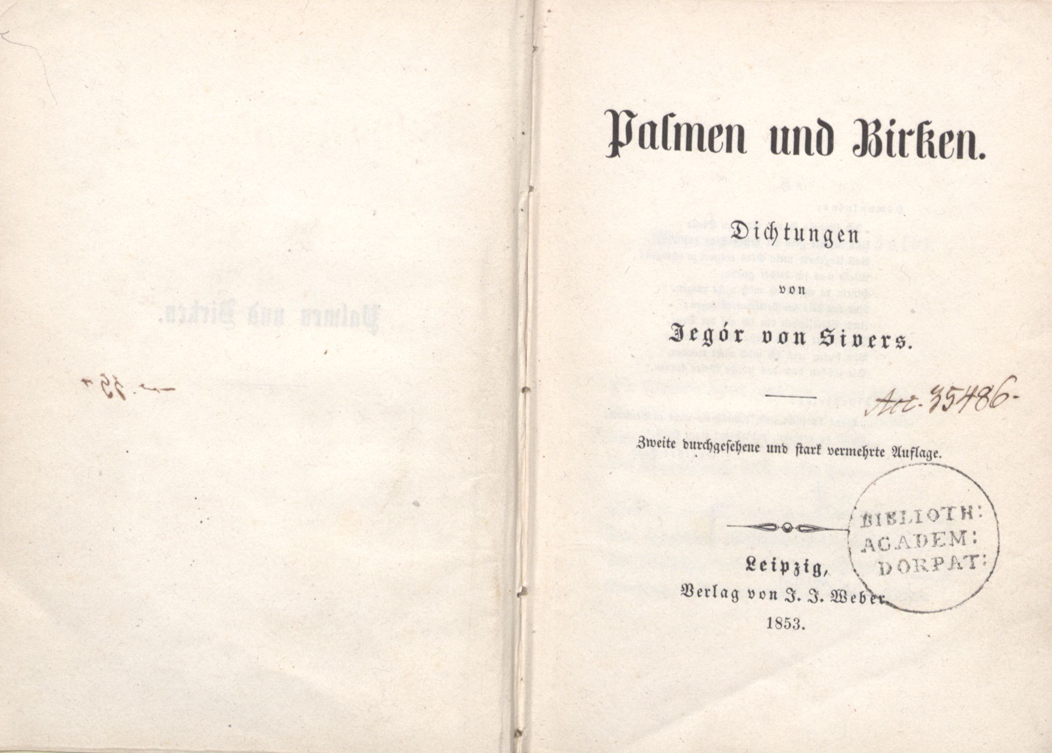 Palmen und Birken (1852) | 3. Titelblatt