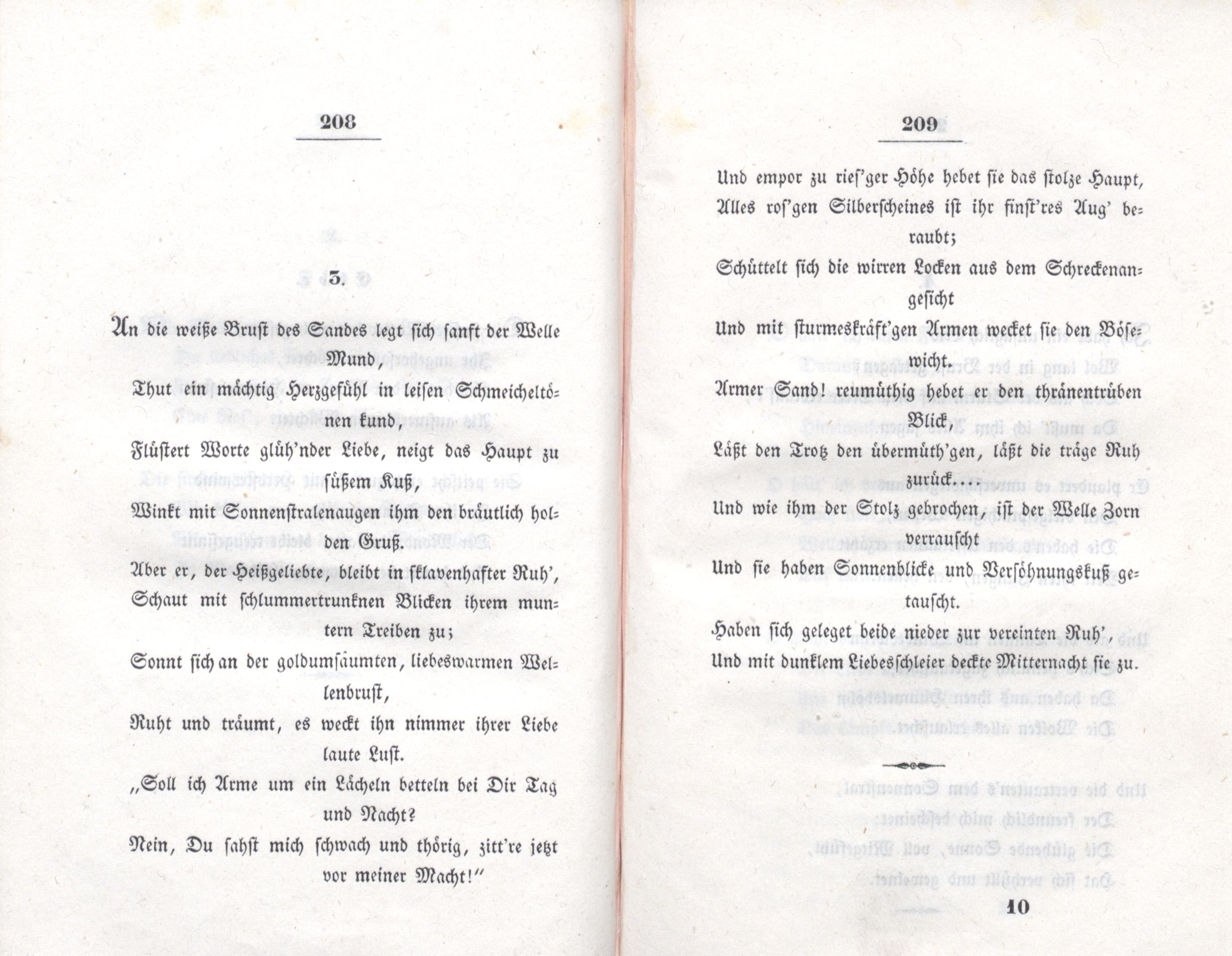An die weisse Brust des Sandes legt sich sanft der Welle Mund ... (1838) | 1. (208-209) Main body of text