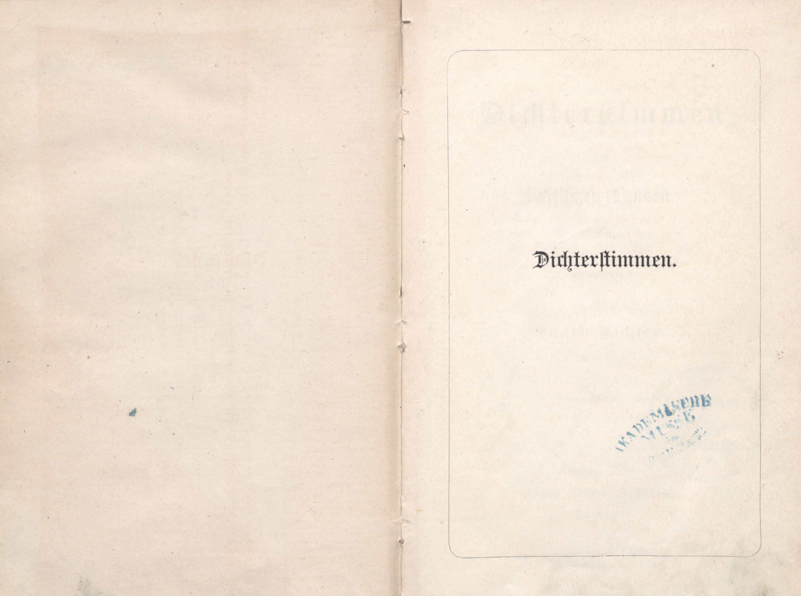 Dichterstimmen aus Baltischen Landen (1885) | 1. Half title page