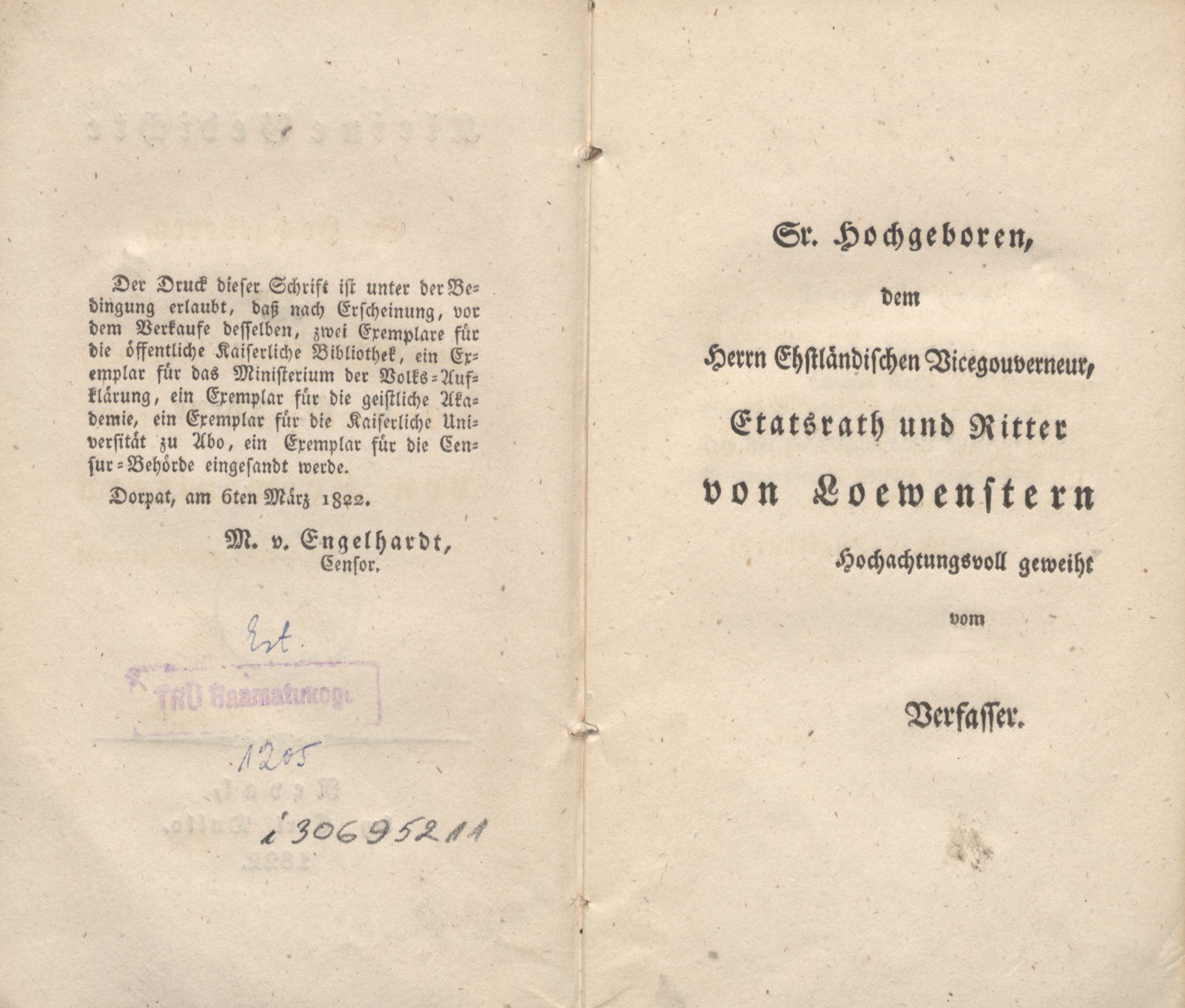 Kleine Gedichte (1822) | 2. Pühendus