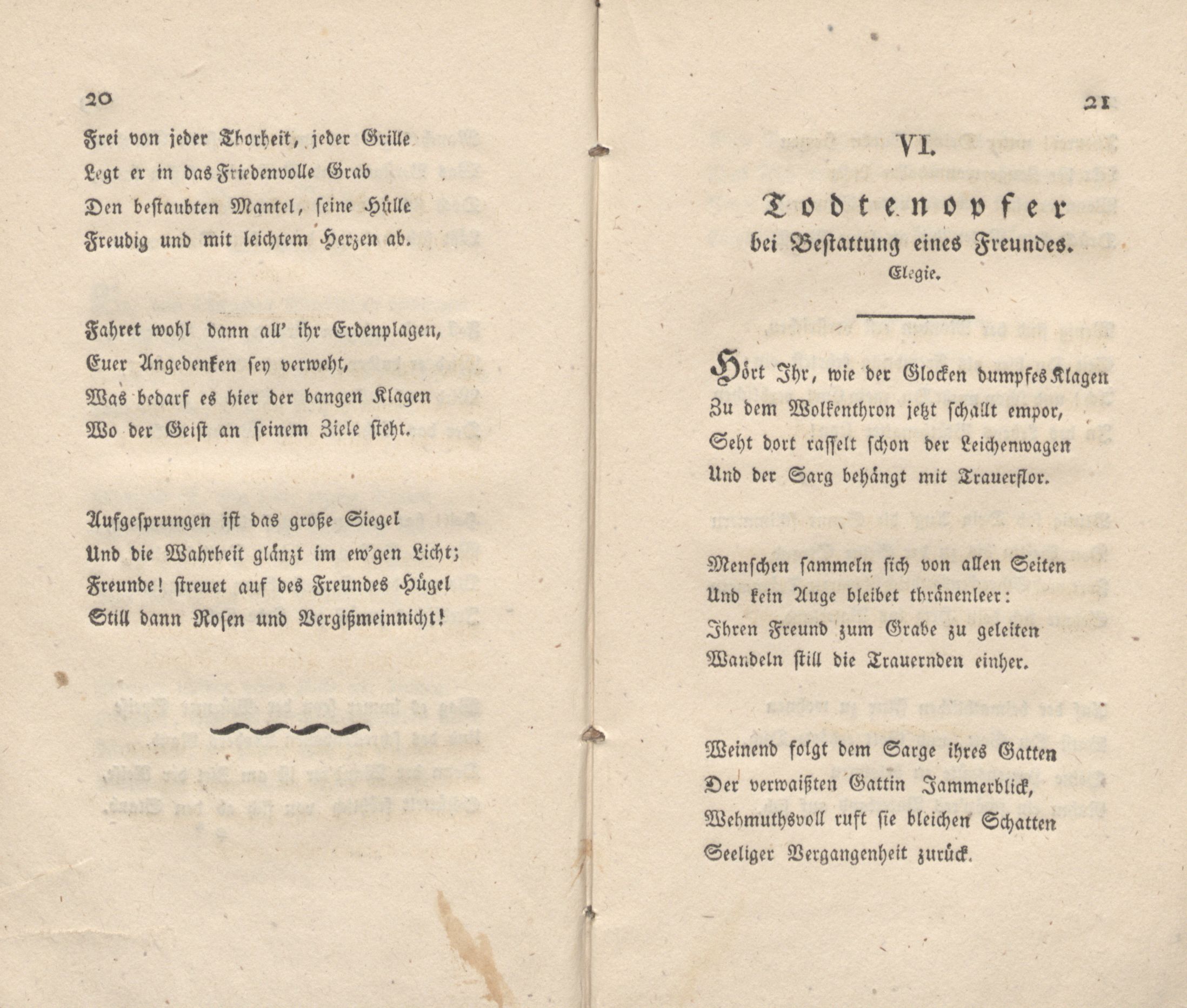 Todtenopfer bei Bestattung eines Freundes (1822) | 1. (20-21) Основной текст