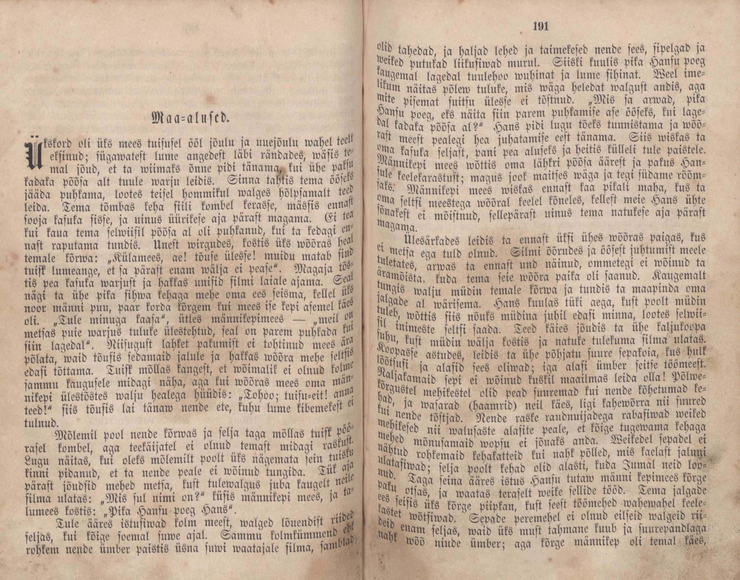 Eestirahwa Ennemuistesed jutud (1866) | 102. (190-191) Main body of text