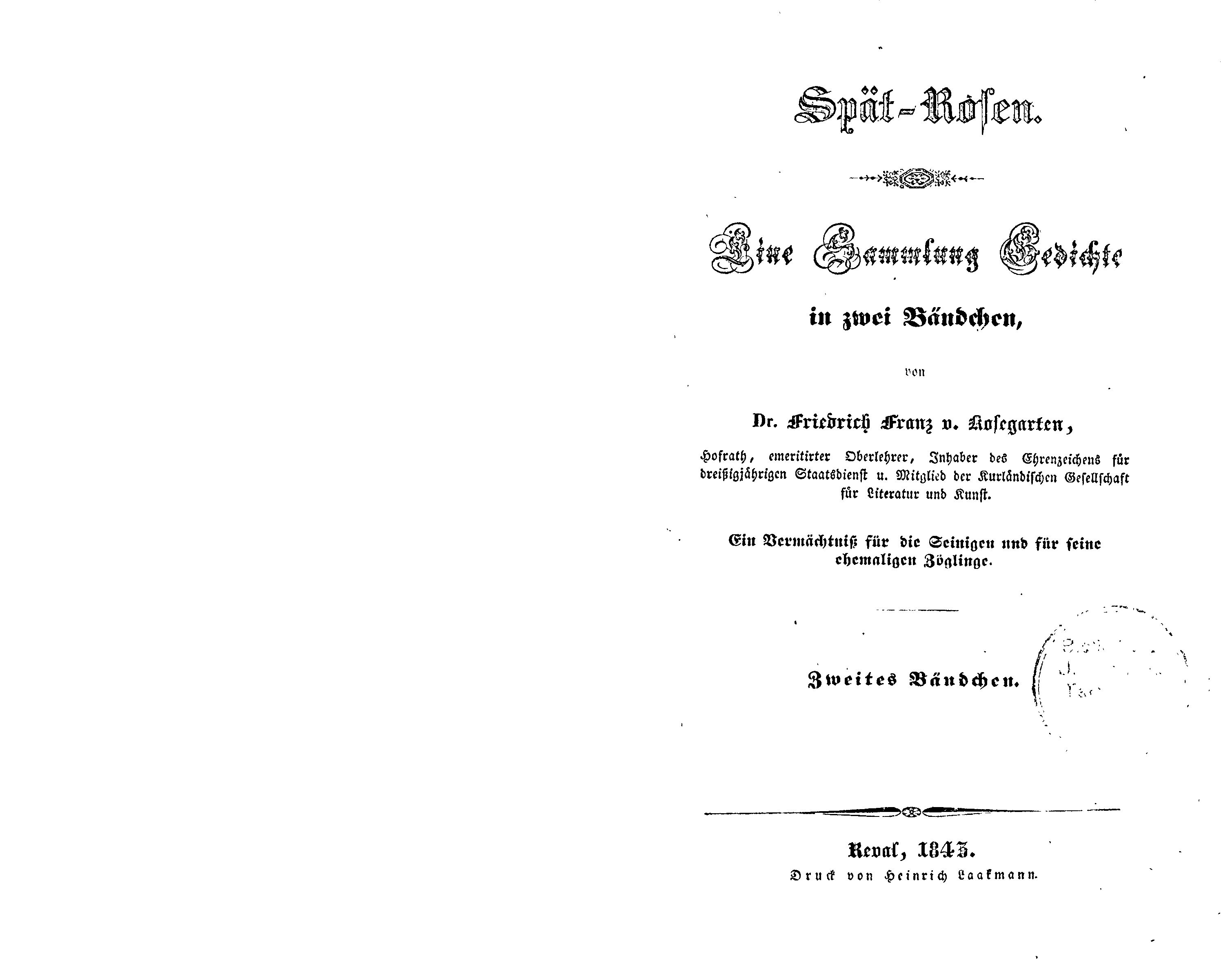 Spät-Rosen [2] (1843) | 1. Титульный лист