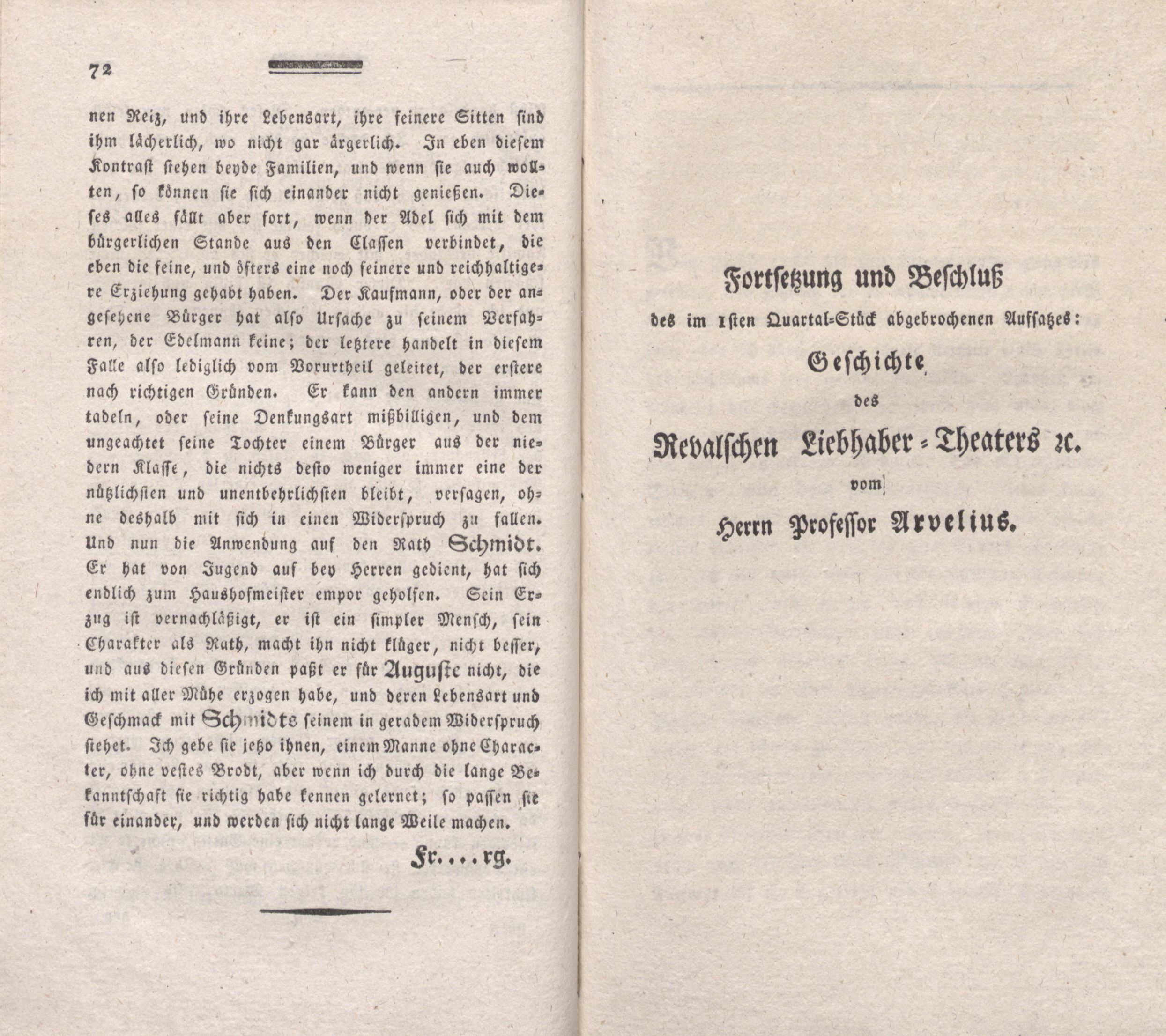 Skizze einer Geschichte des Revalschen Liebhaber-Theaters [2] (1797 ?) | 1. (72-73) Основной текст