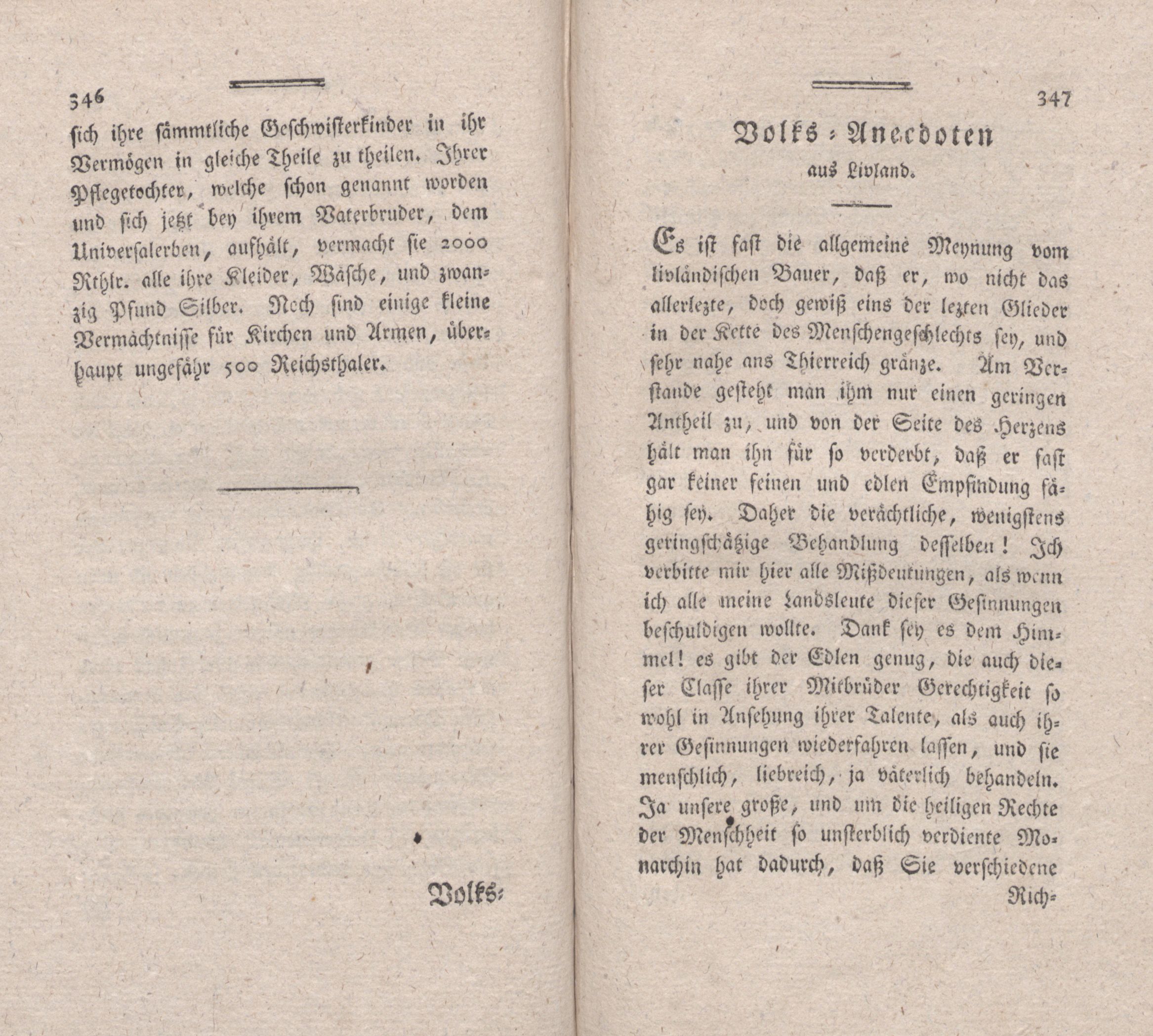 Volks-Anecdoten aus Livland (1787) | 1. (346-347) Haupttext