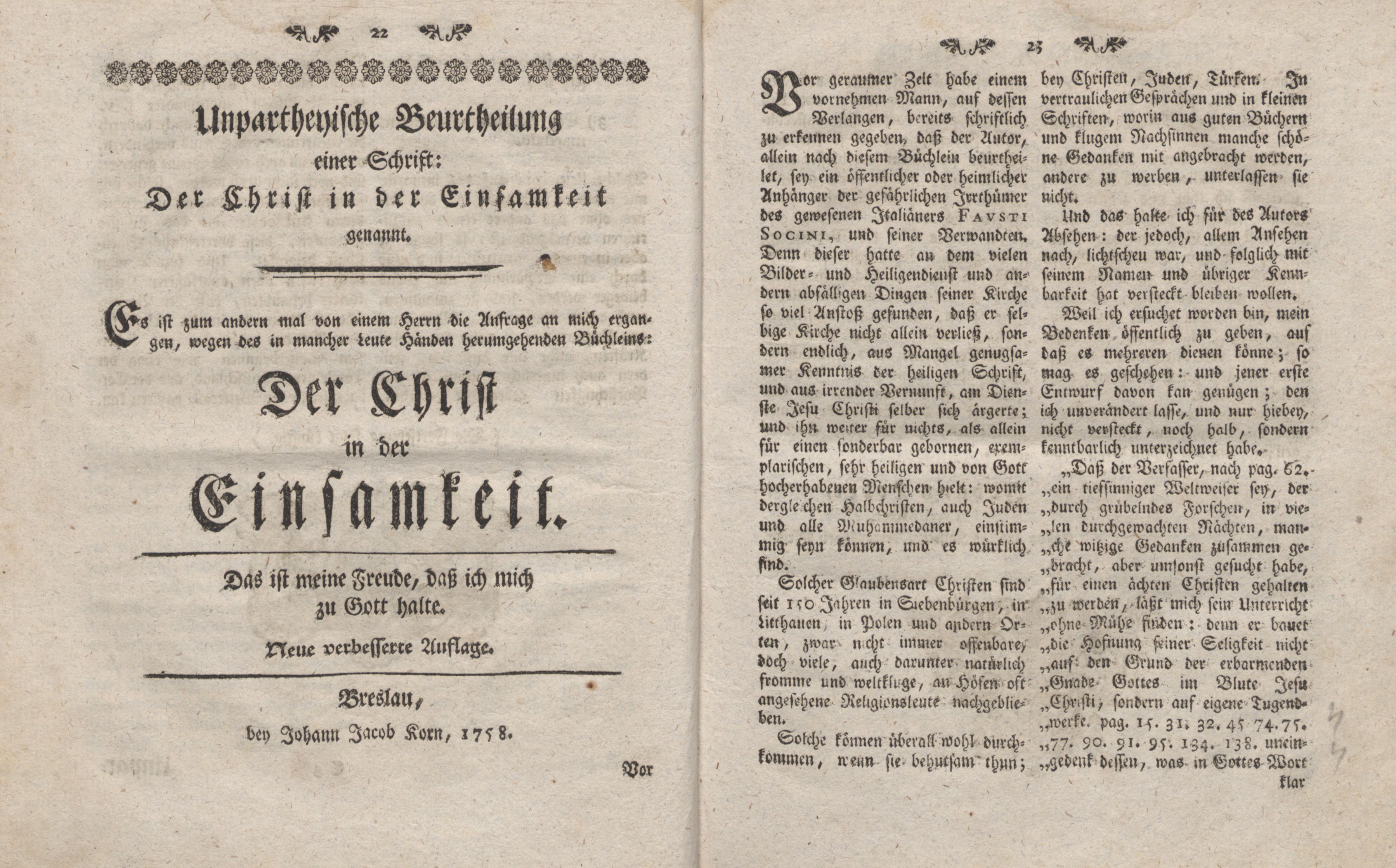 Gelehrte Beyträge zu den Rigischen Anzeigen 1761 (1761) | 12. (22-23) Main body of text