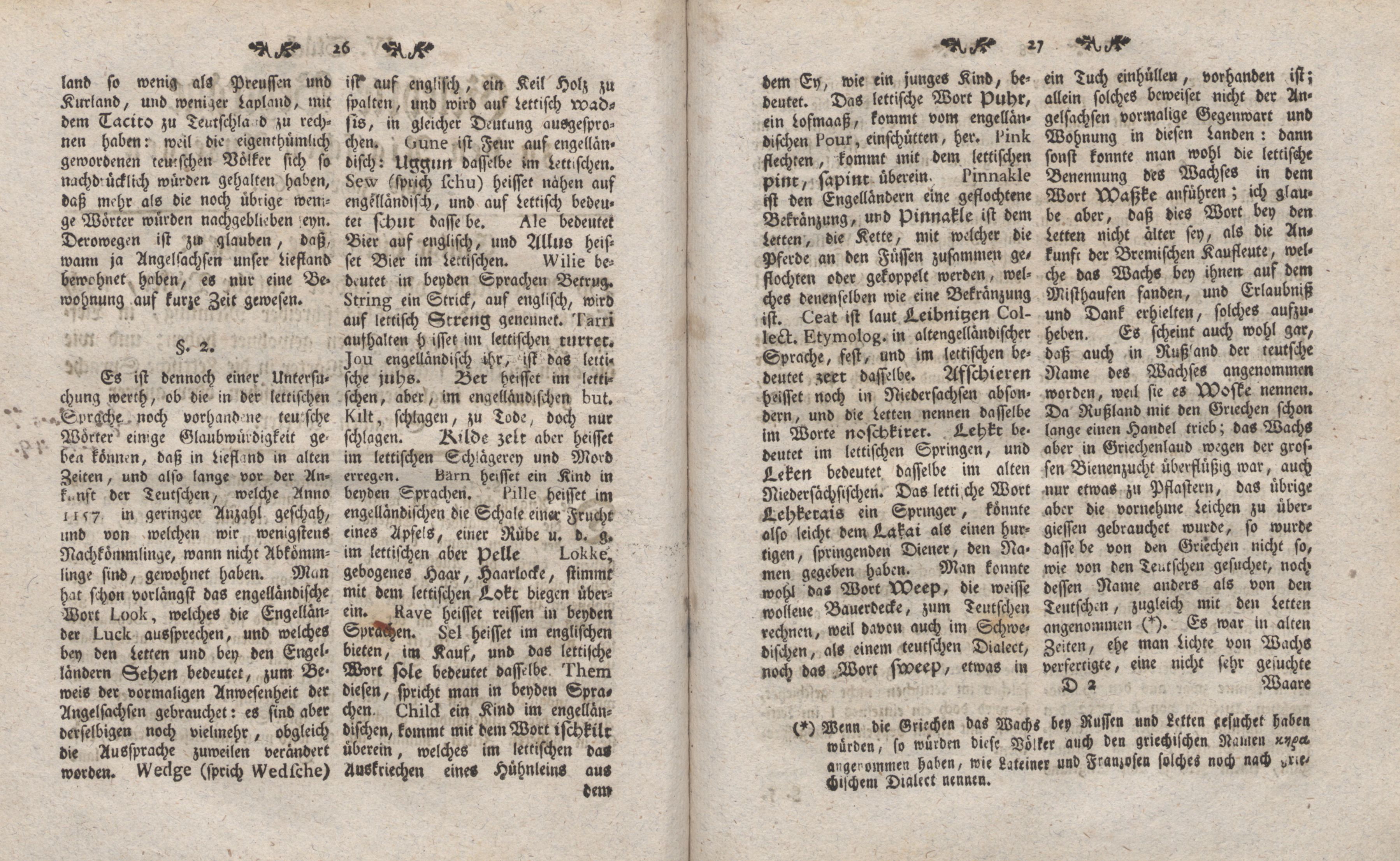 Gelehrte Beyträge zu den Rigischen Anzeigen 1762 (1762) | 14. (26-27) Main body of text