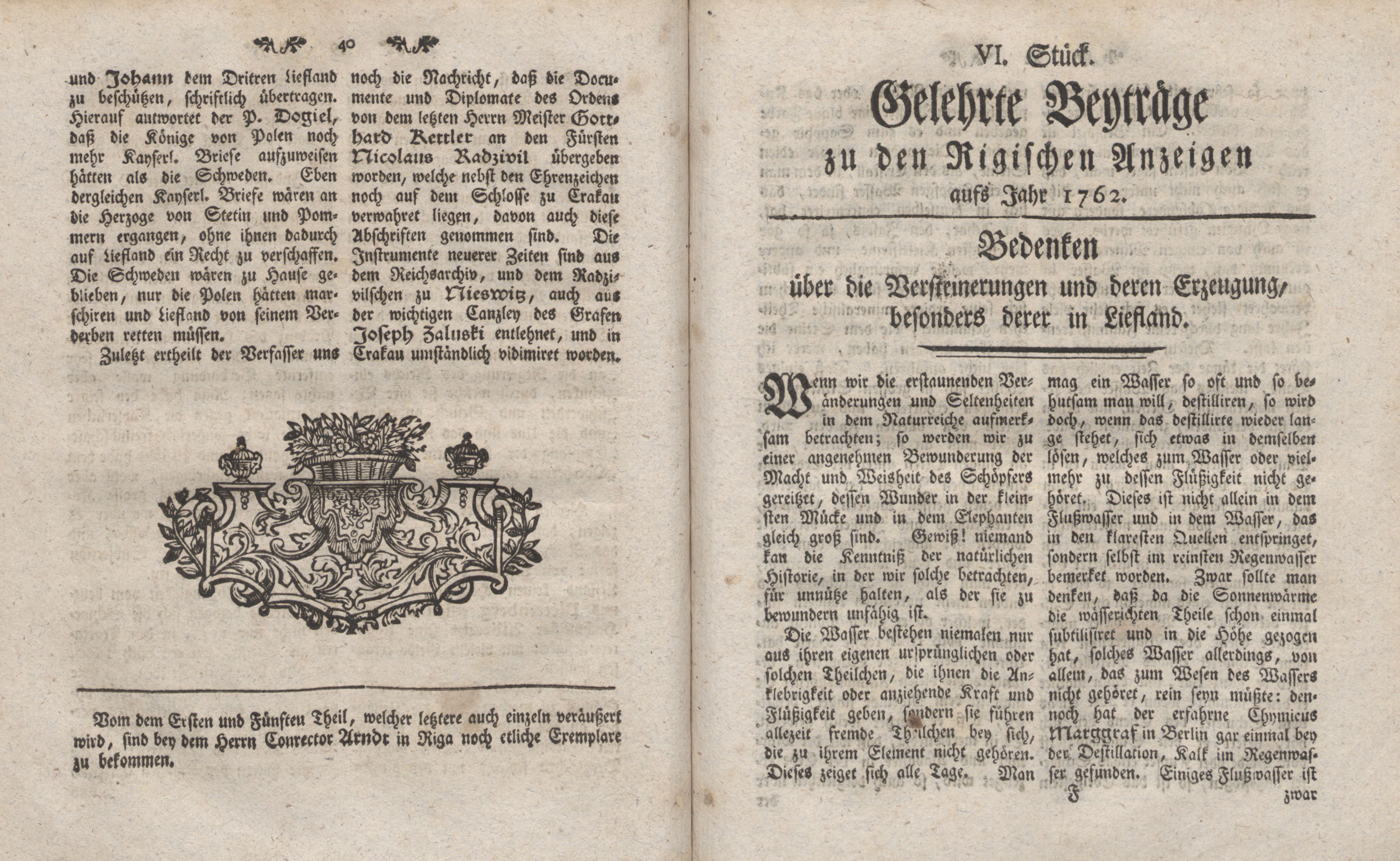 Gelehrte Beyträge zu den Rigischen Anzeigen 1762 (1762) | 21. (40-41) Haupttext