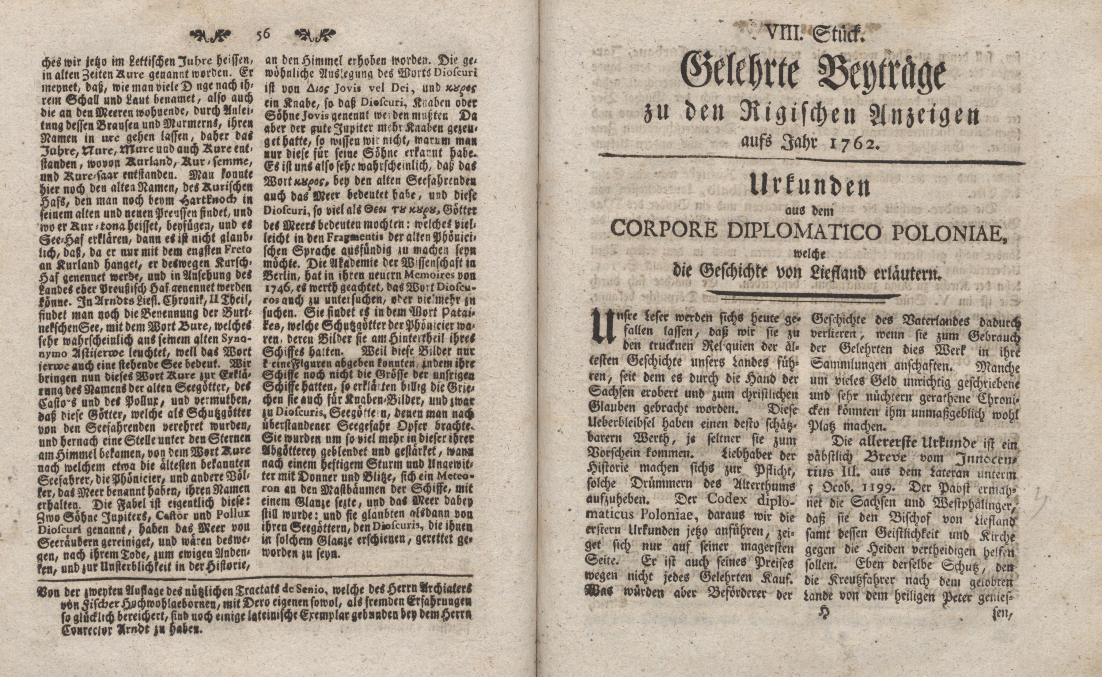 Gelehrte Beyträge zu den Rigischen Anzeigen 1762 (1762) | 29. (56-57) Haupttext