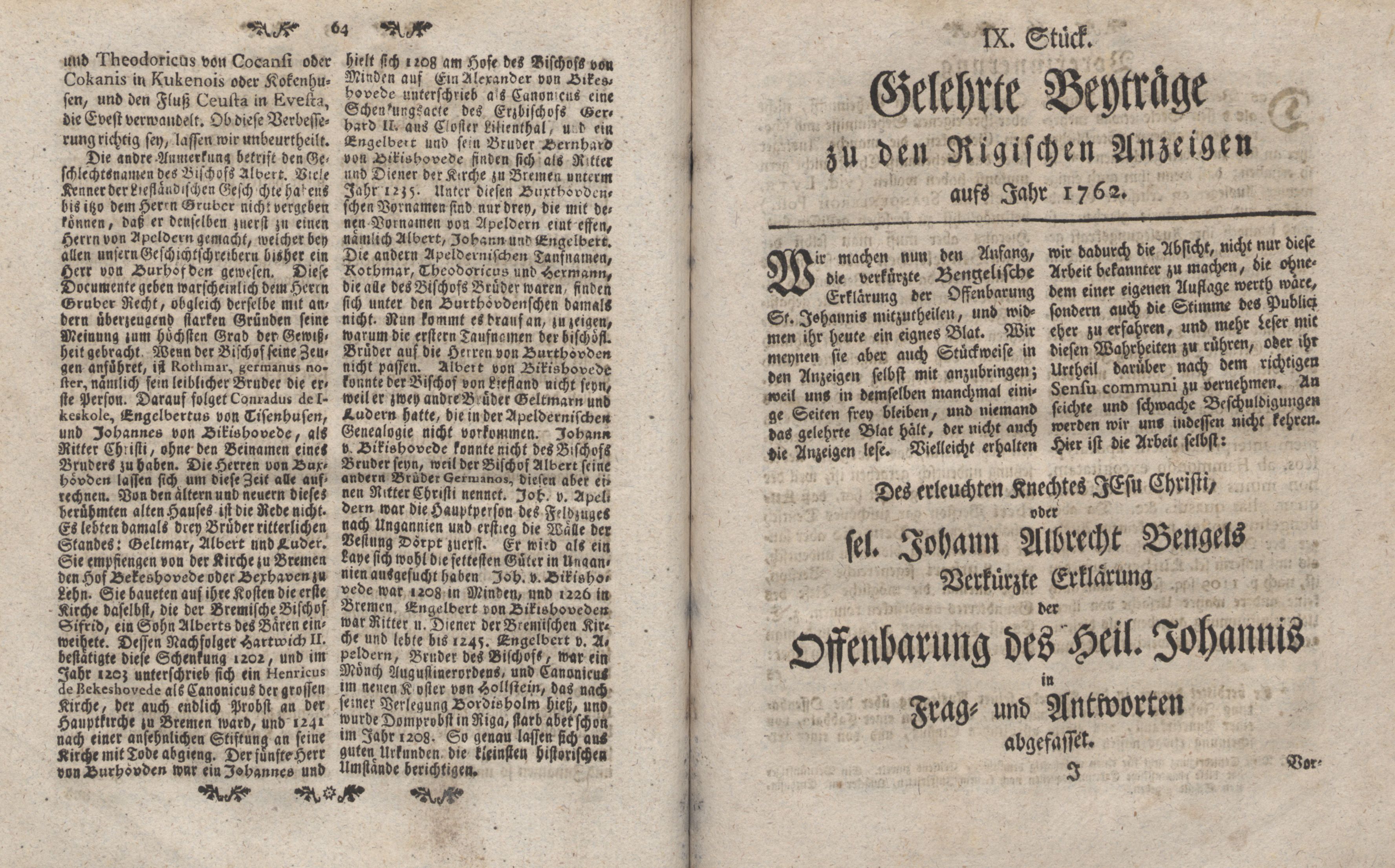 Gelehrte Beyträge zu den Rigischen Anzeigen 1762 (1762) | 33. (64-65) Haupttext