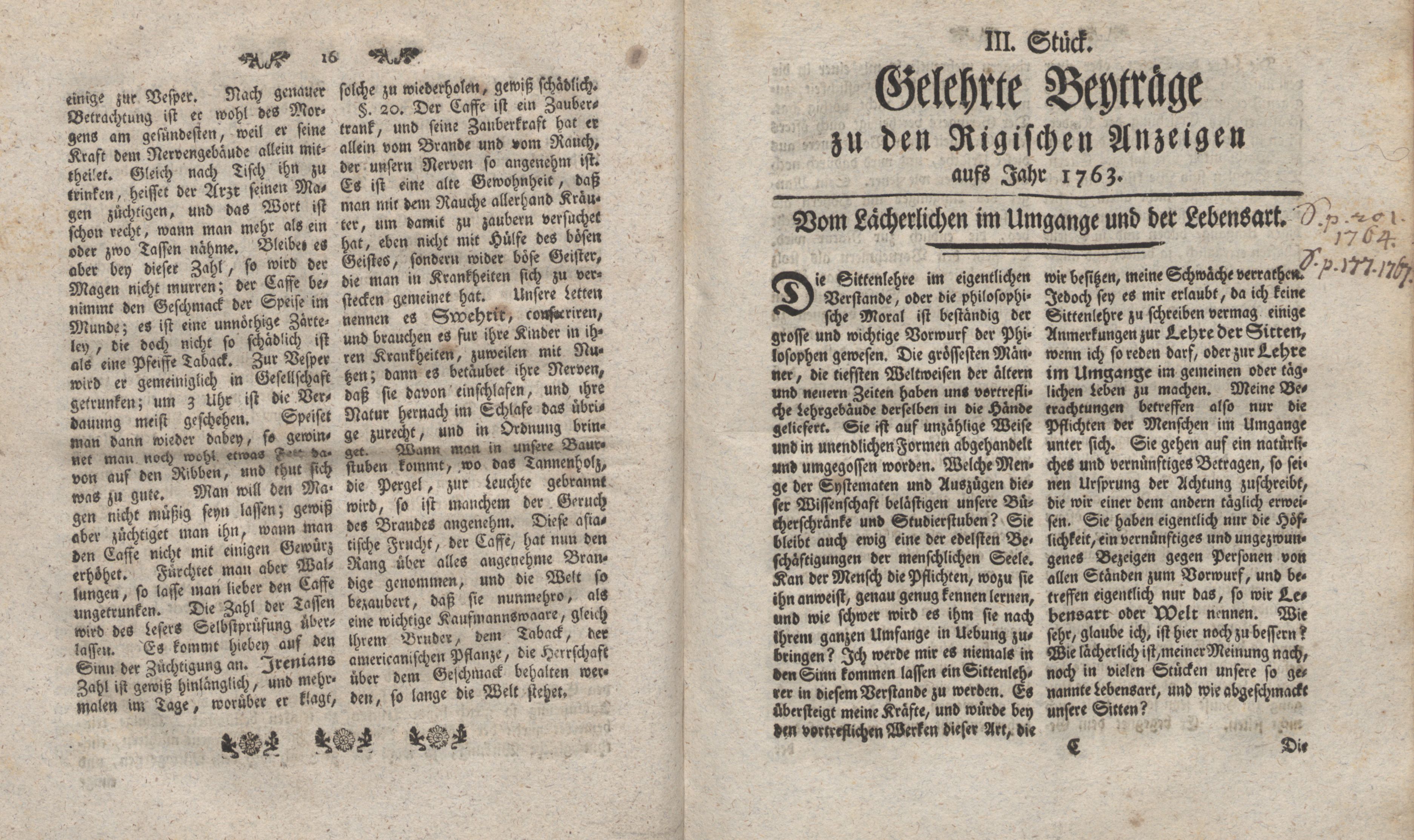 Vom Lächerlichen im Umgange und der Lebensart (1763) | 1. (16-17) Основной текст