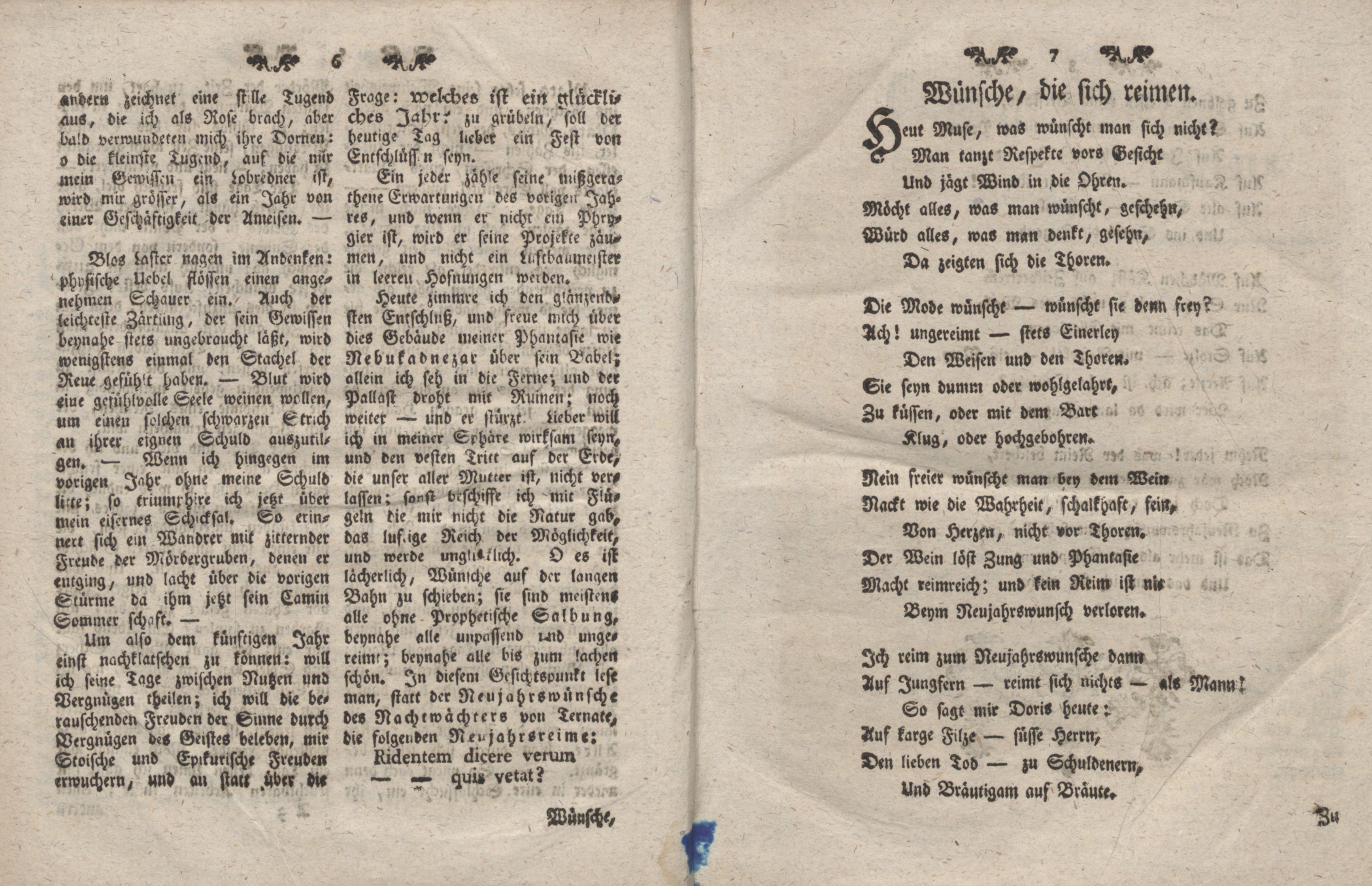Wünsche, die sich reimen (1765) | 1. (6-7) Main body of text