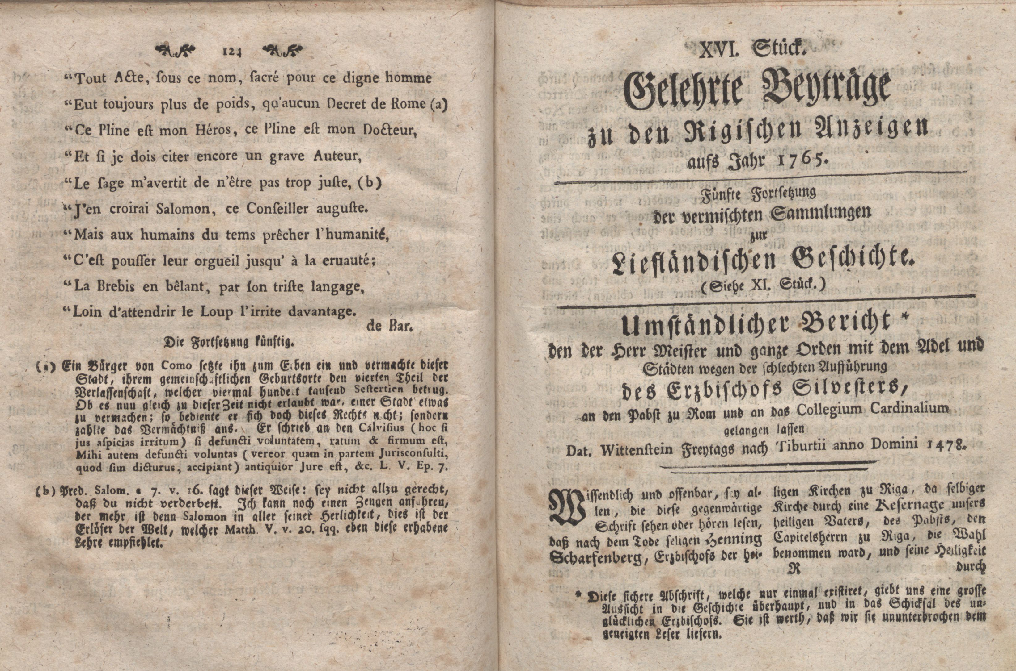 Vermischte Sammlungen zur Liefländischen Geschichte [06] (1765) | 1. (124-125) Main body of text