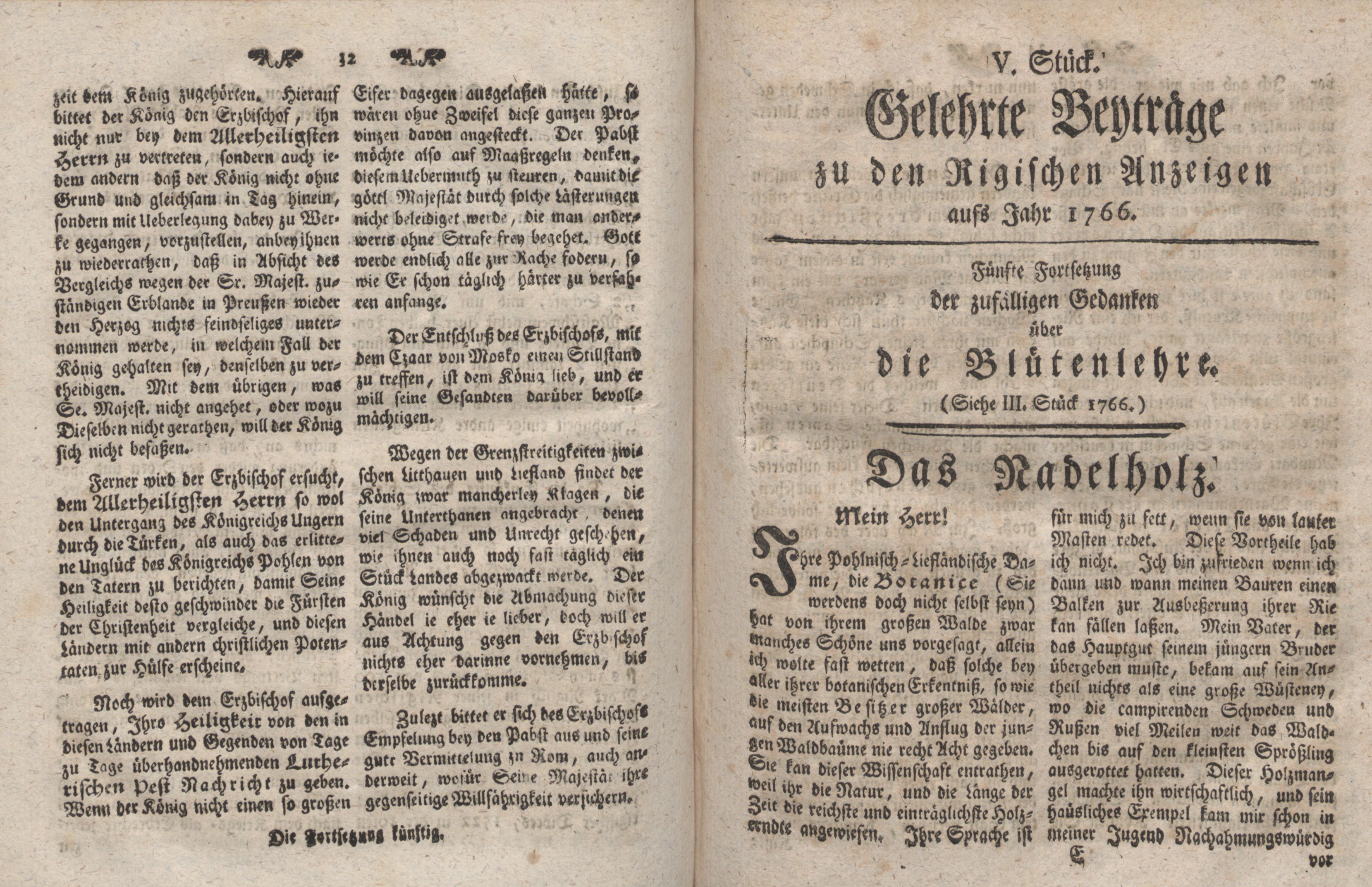 Gelehrte Beyträge zu den Rigischen Anzeigen 1766 (1766) | 17. (32-33) Main body of text