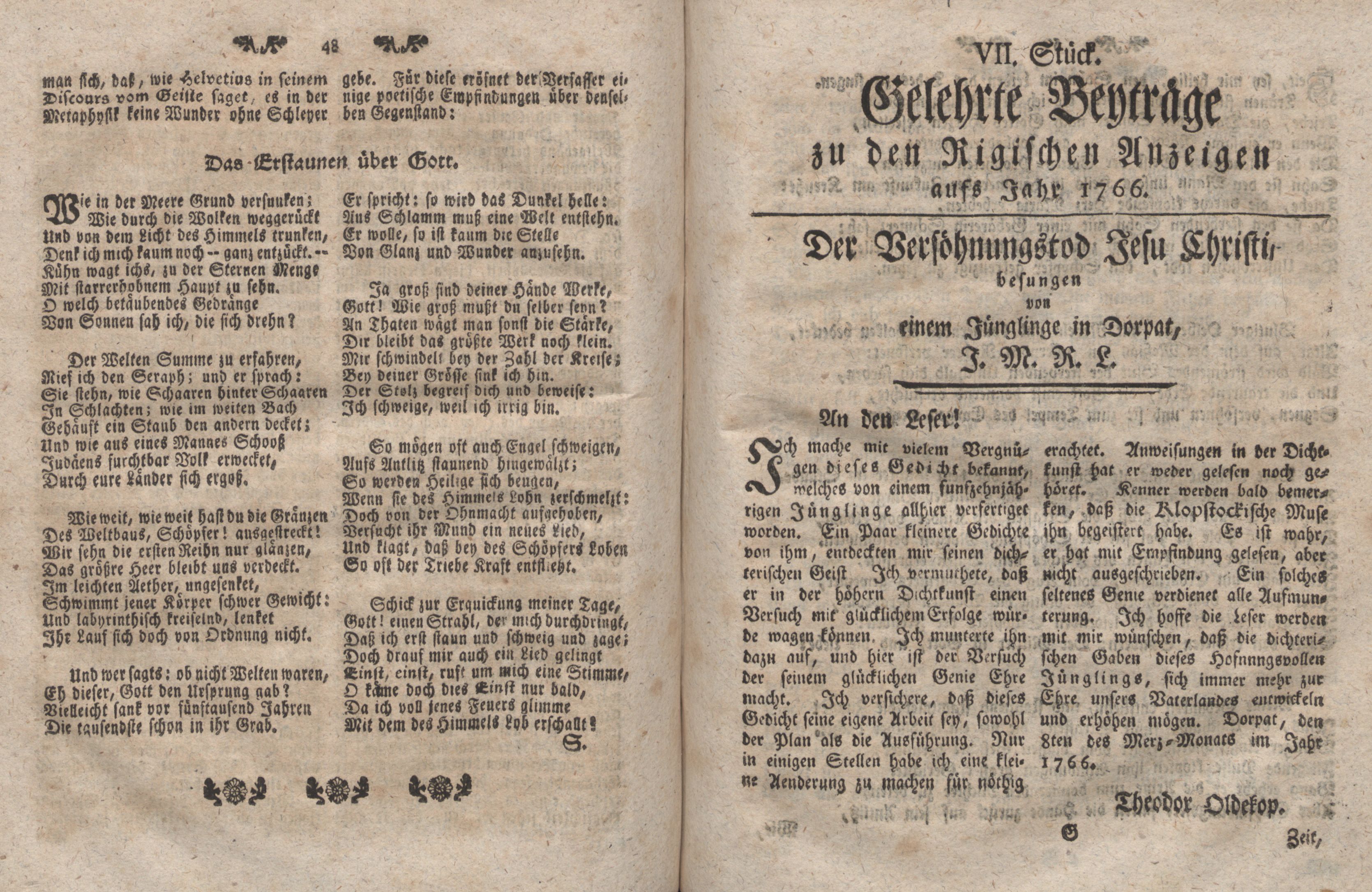 Gelehrte Beyträge zu den Rigischen Anzeigen 1766 (1766) | 25. (48-49) Haupttext