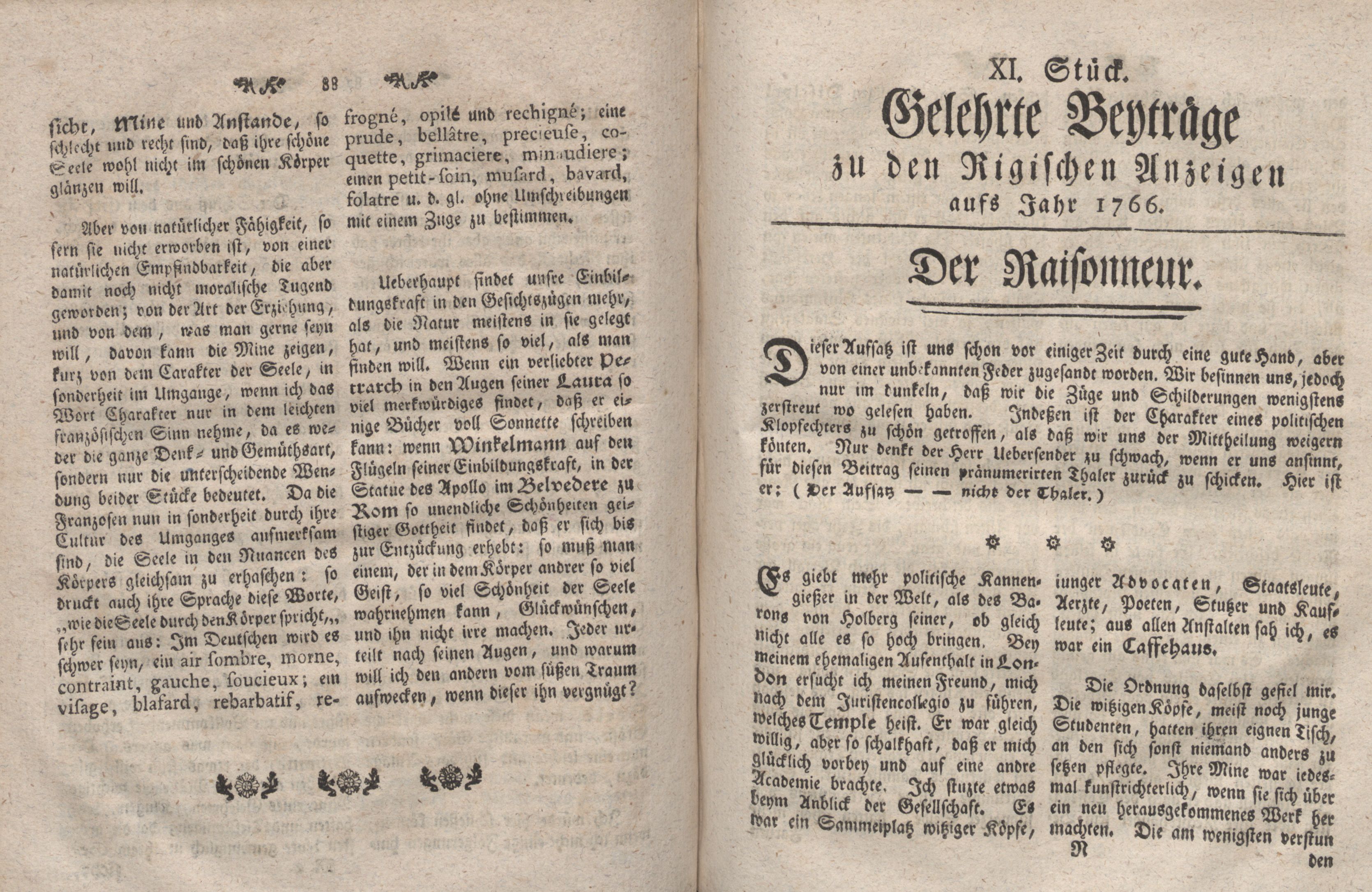 Gelehrte Beyträge zu den Rigischen Anzeigen 1766 (1766) | 45. (88-89) Main body of text