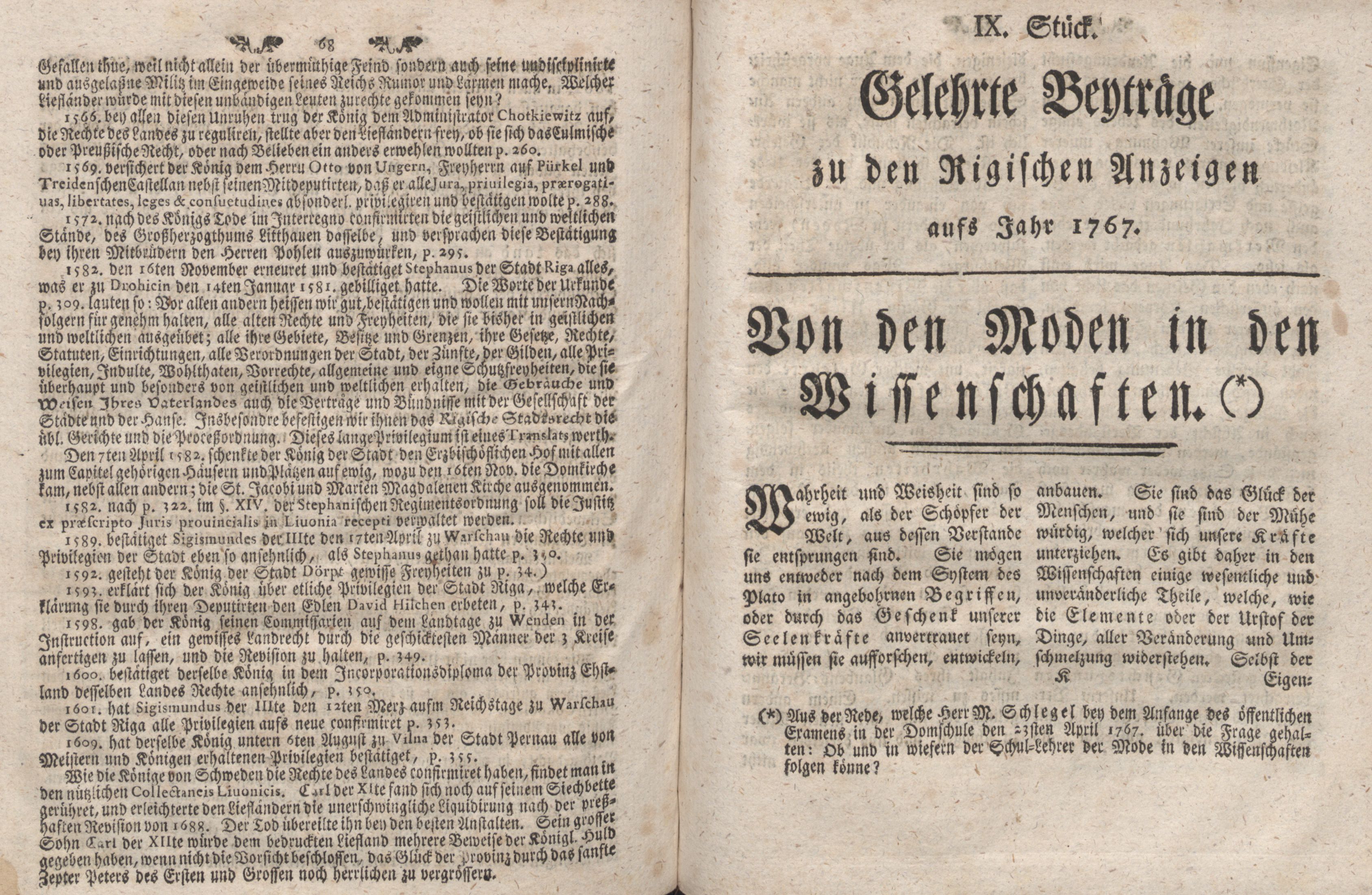 Von den Moden in den Wissenschaften (1767) | 1. (68-69) Haupttext