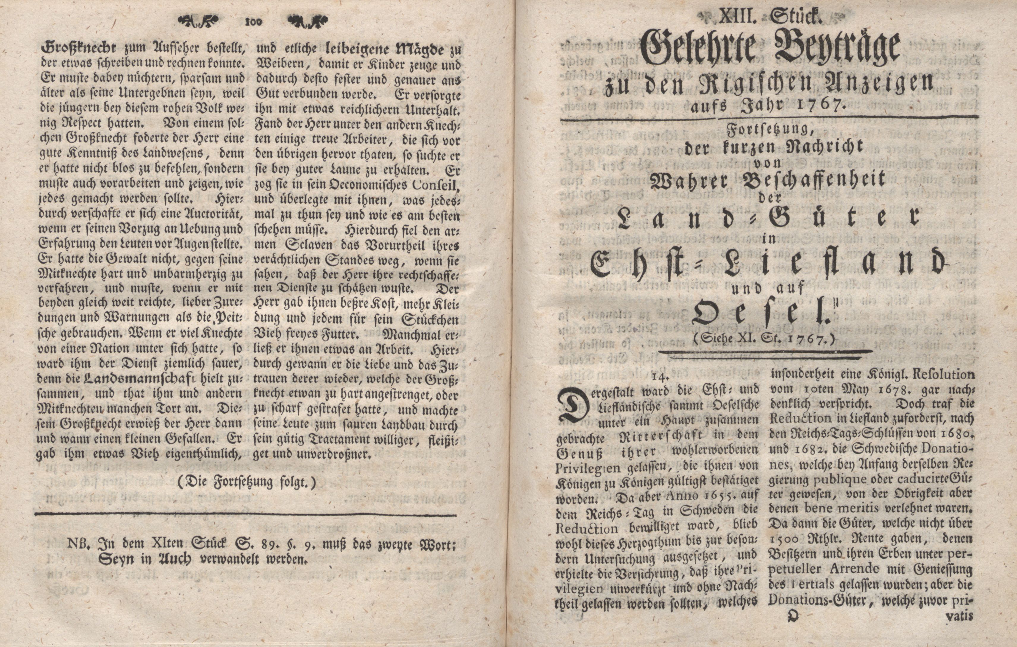 Kurze Nachricht von Wahrer Beschaffenheit der Land-Güter [2] (1767) | 1. (100-101) Põhitekst