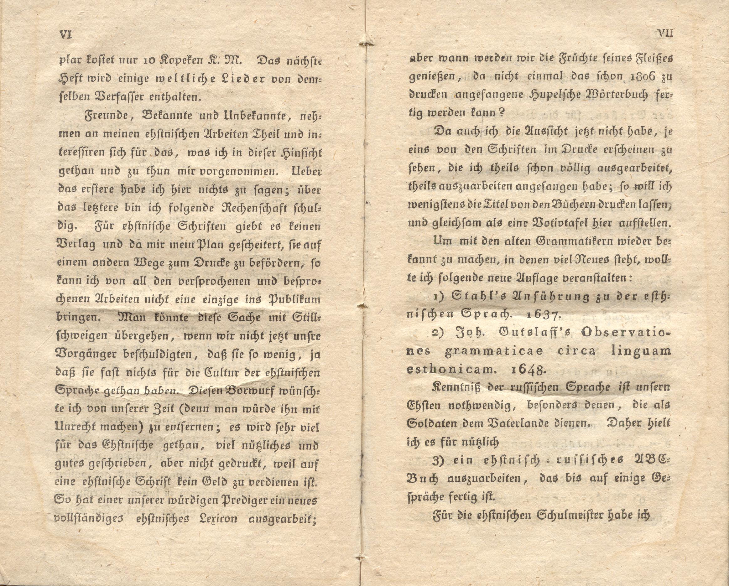 Beiträge [05] (1816) | 5. (VI-VII) Eessõna