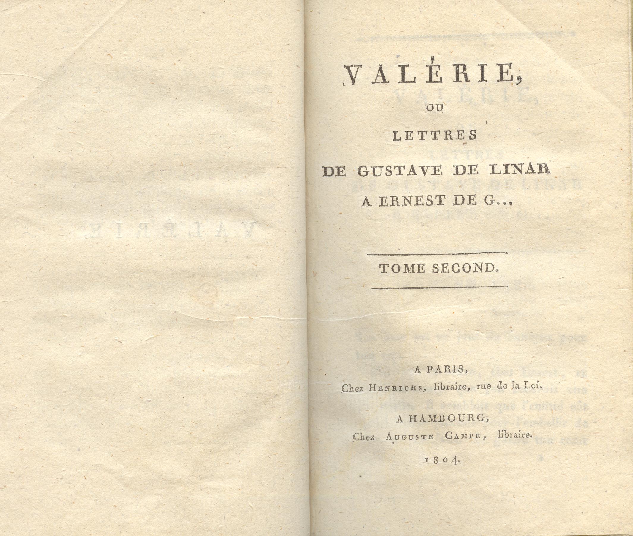 Valérie [2] (1804) | 1. Title page