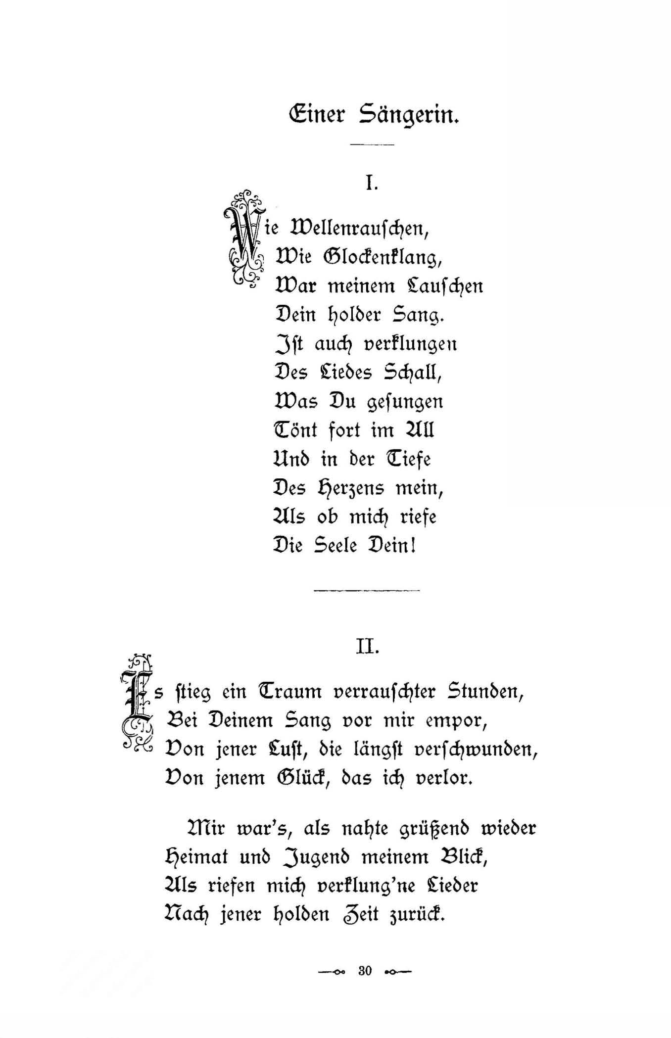 Einer Sängerin (1896) | 1. (30) Основной текст