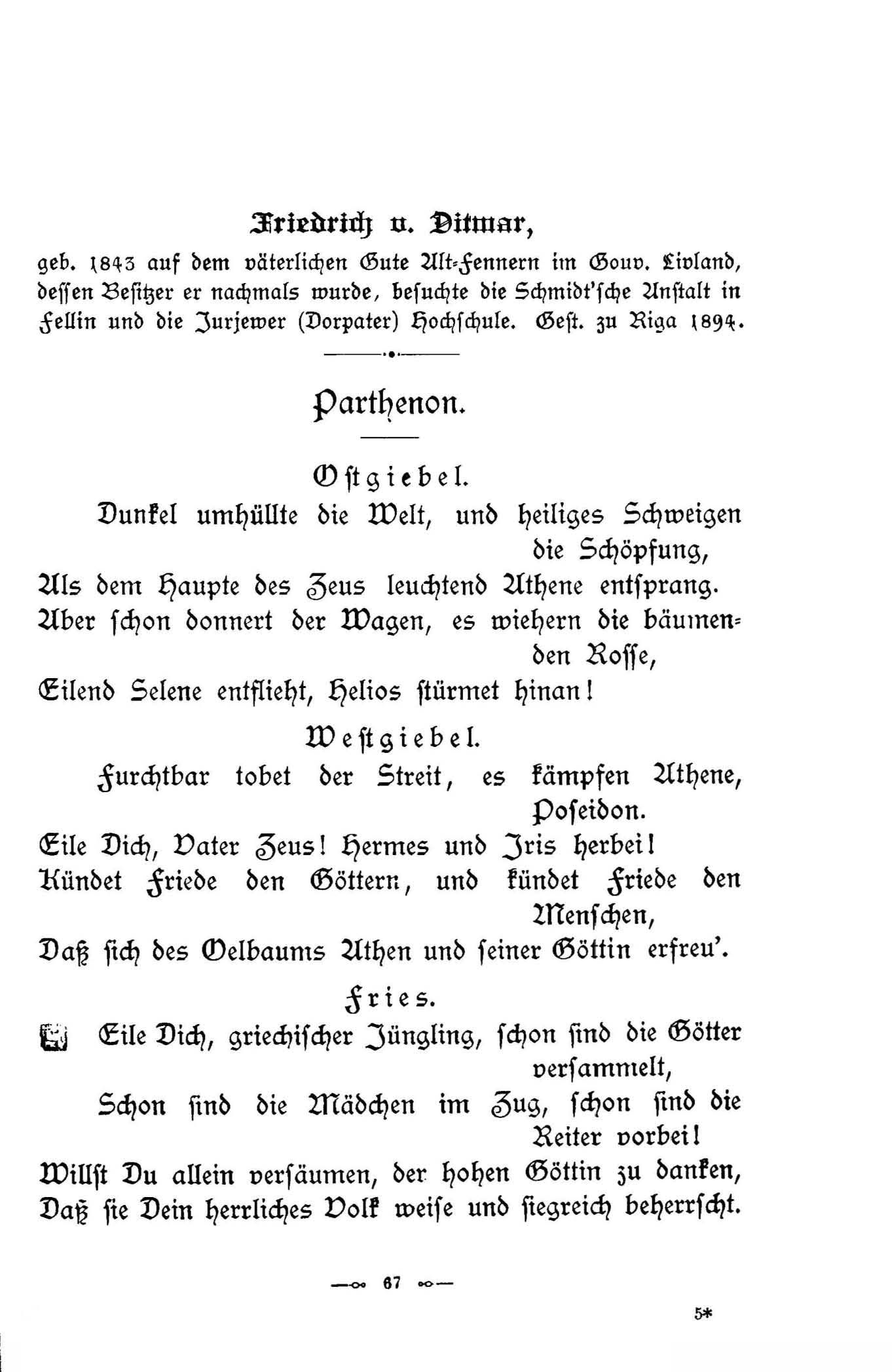 Baltische Dichtungen (1896) | 73. (67) Põhitekst