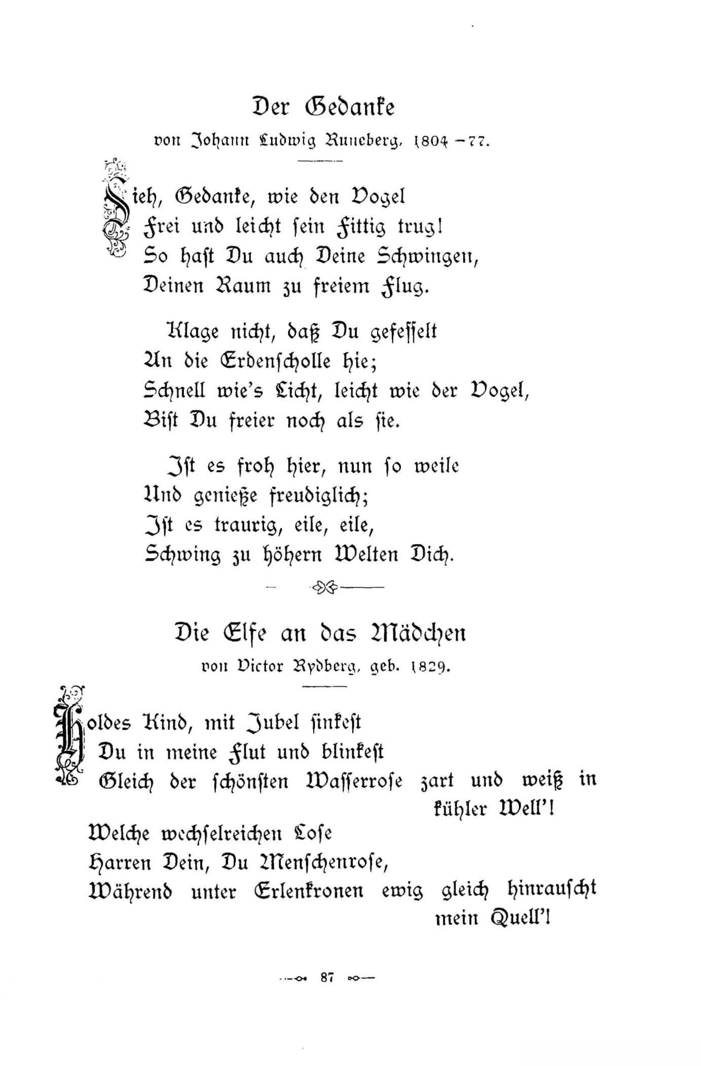 Die Elfe an das Mädchen (1896) | 1. (87) Haupttext