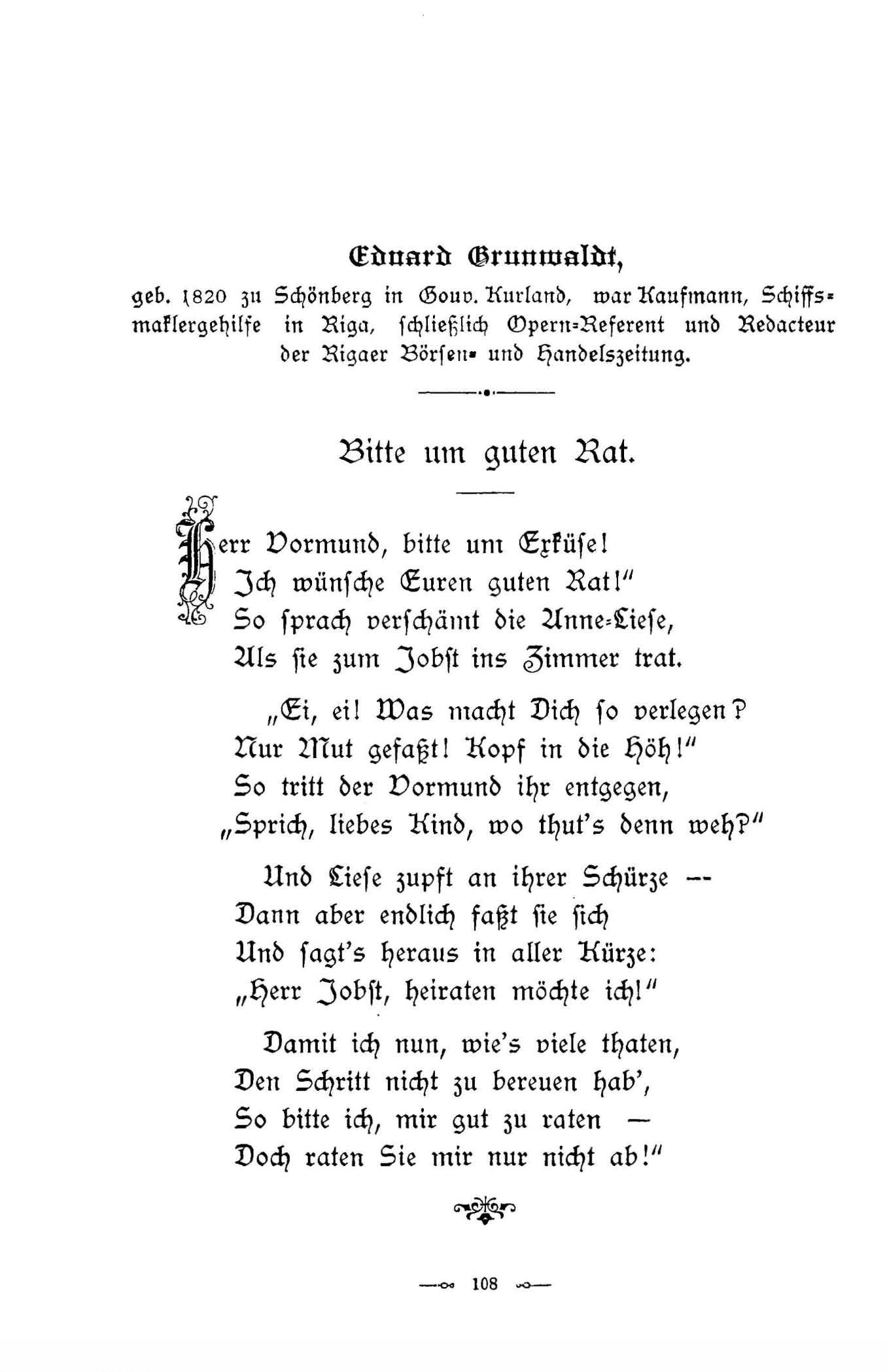 Bitte um guten Rat (1896) | 1. (108) Main body of text
