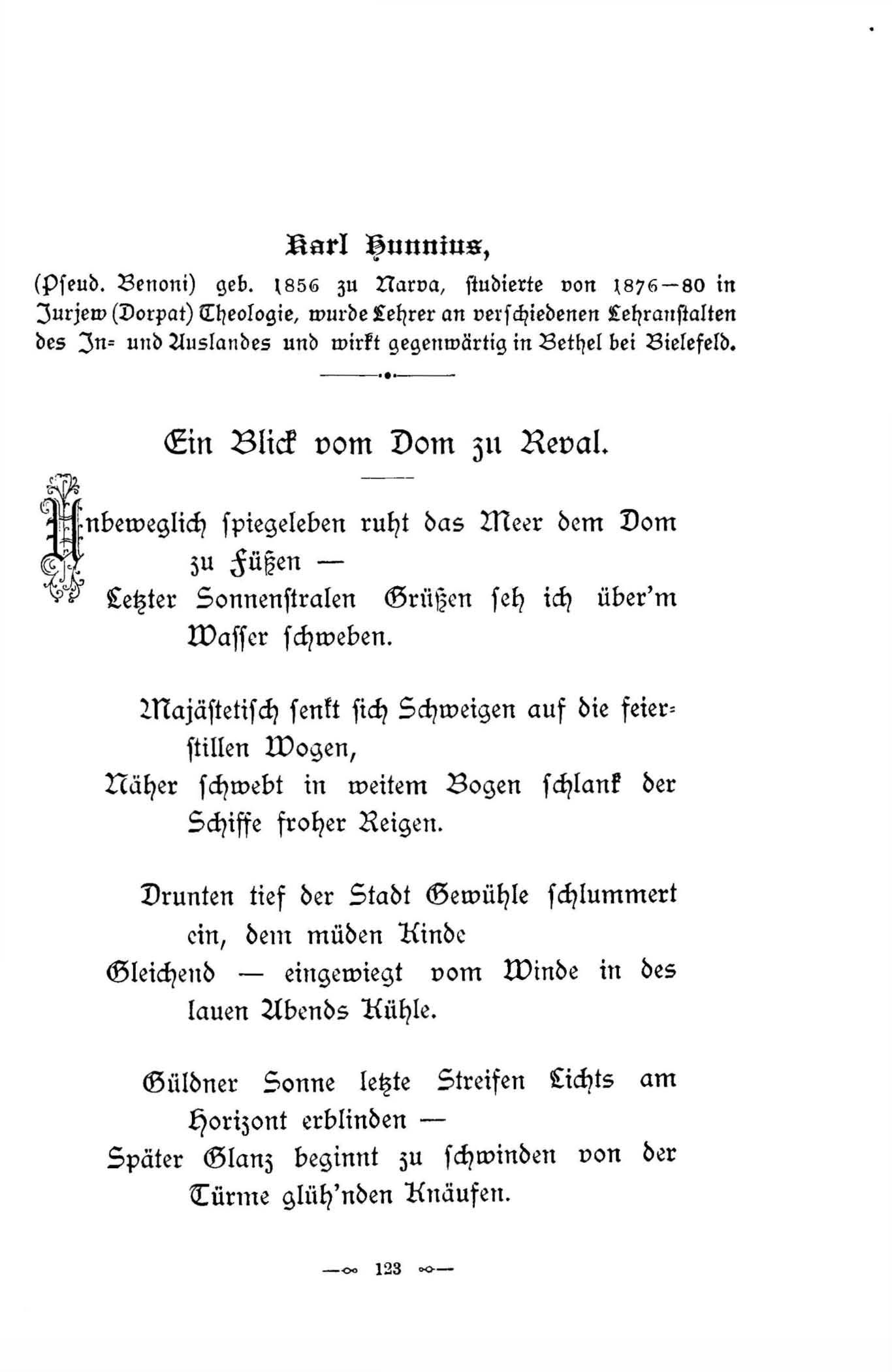 Baltische Dichtungen (1896) | 129. (123) Põhitekst