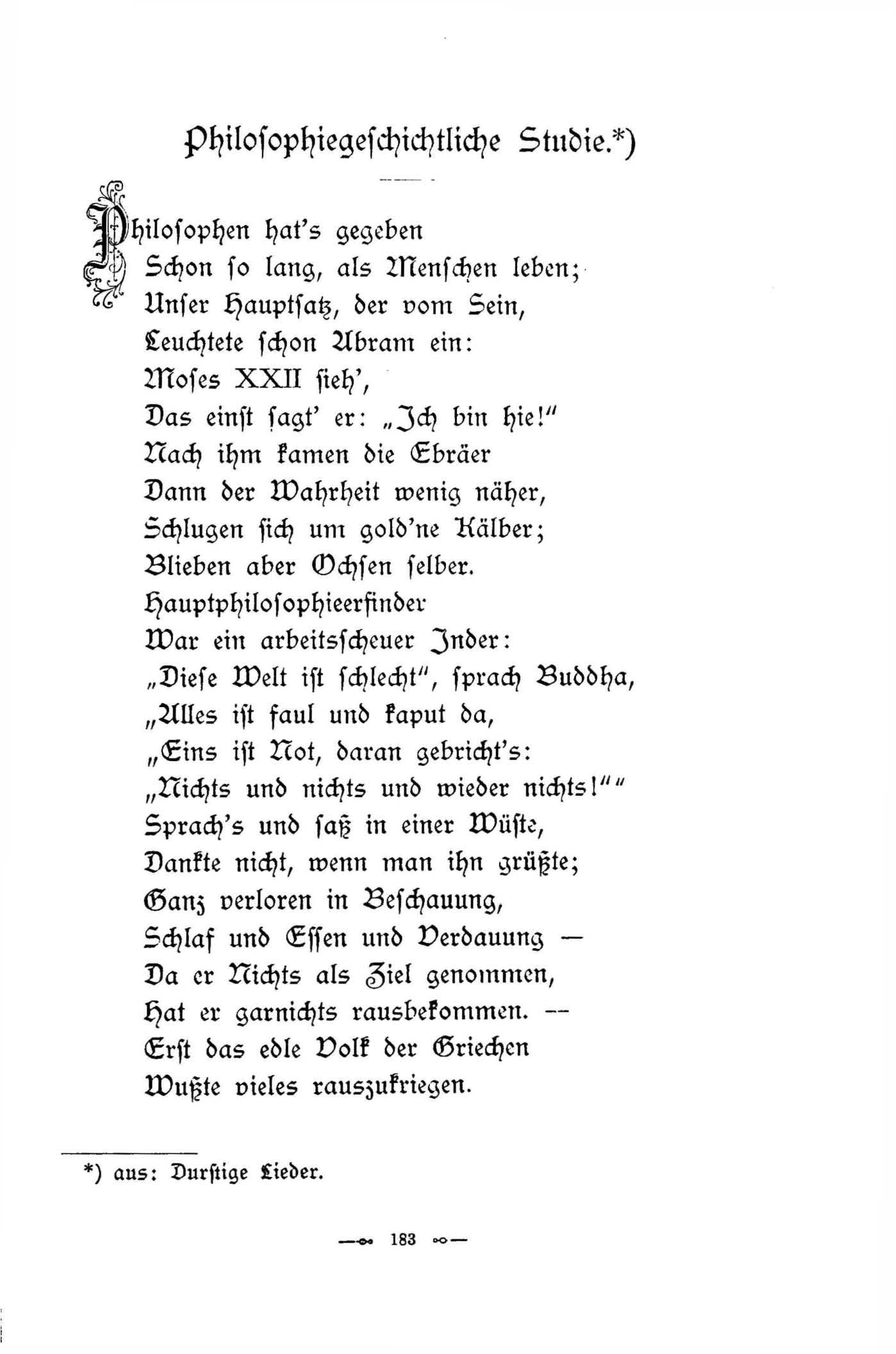 Philosophiegeschichtliche Studie (1896) | 1. (183) Haupttext