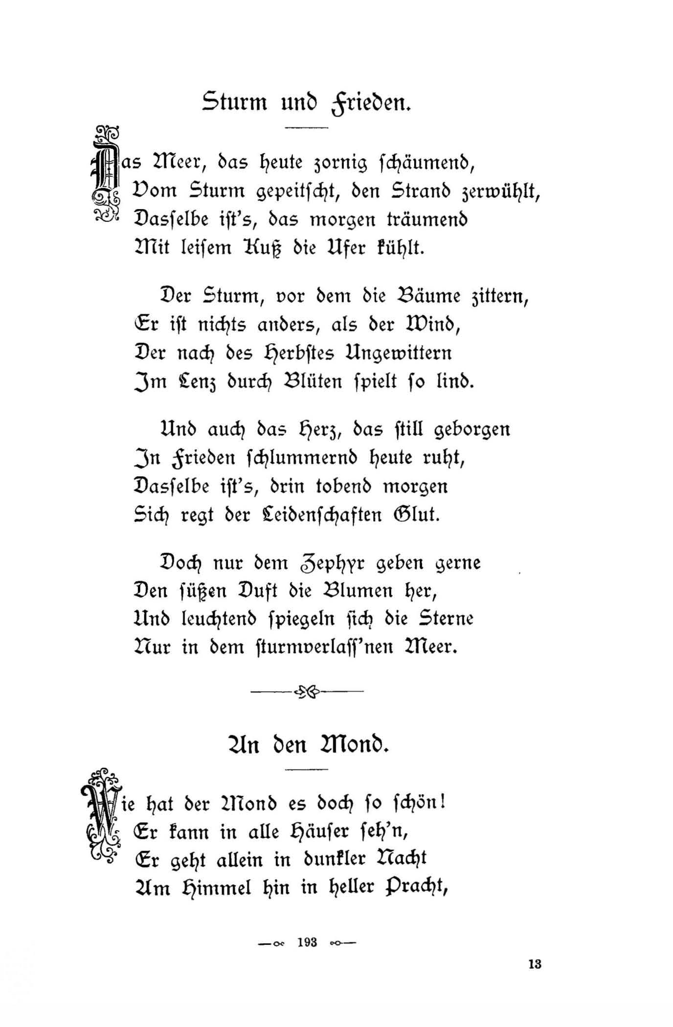 An den Mond (1896) | 1. (193) Основной текст