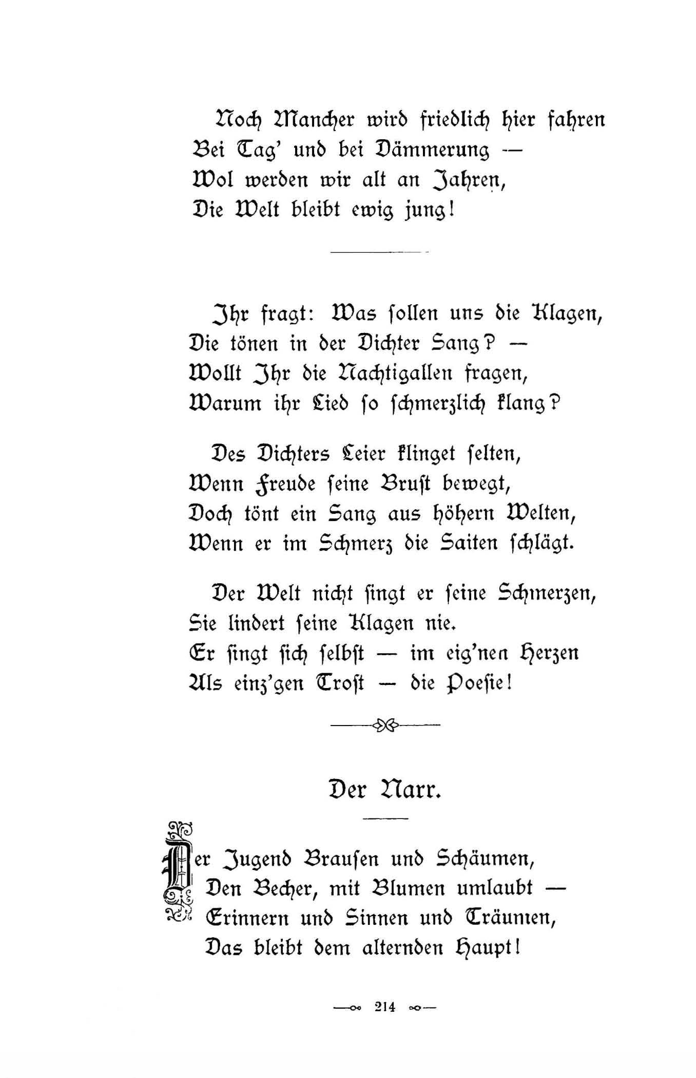 Der Narr (1896) | 1. (214) Põhitekst
