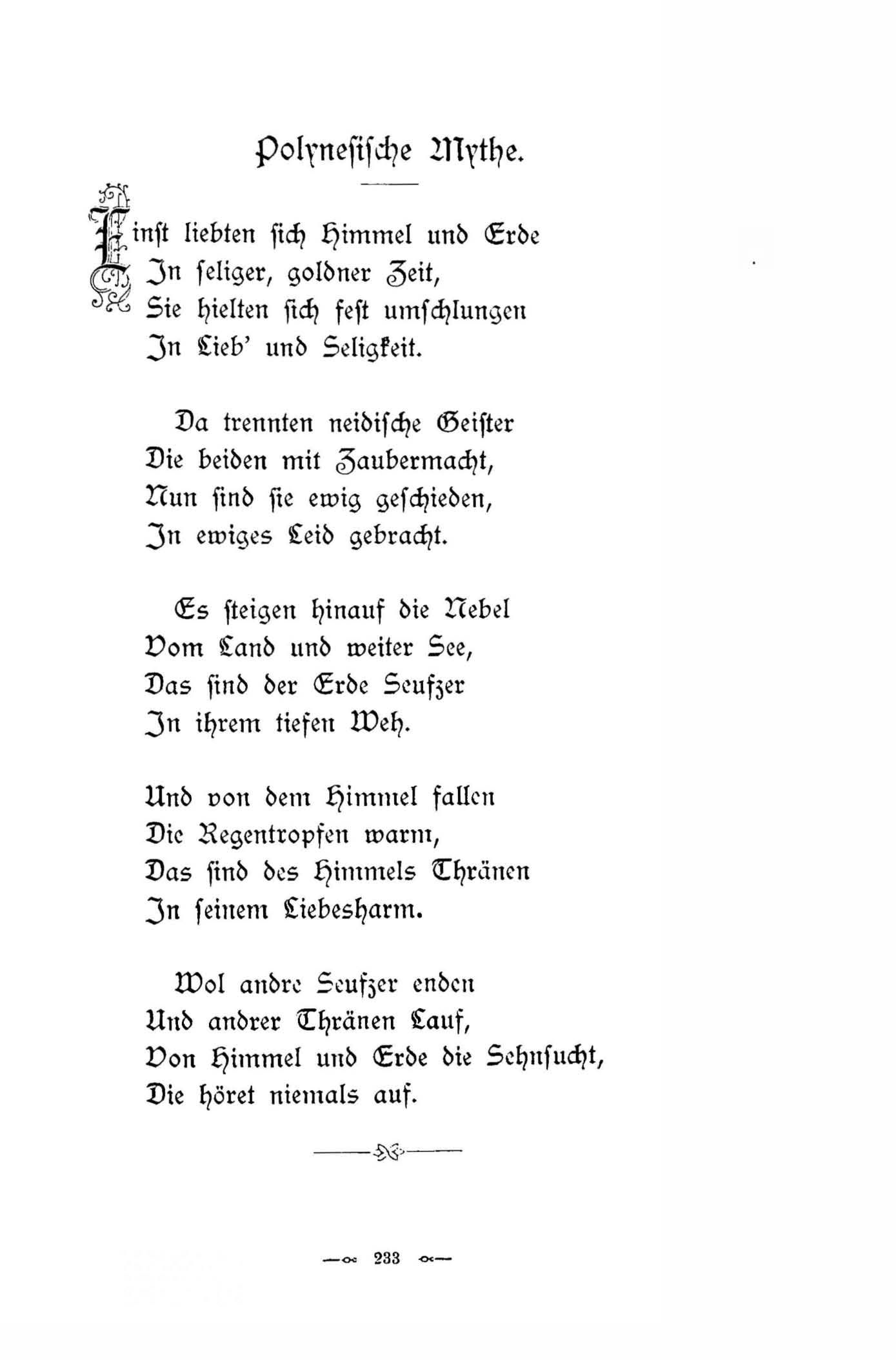 Polynesische Mythe (1896) | 1. (233) Põhitekst