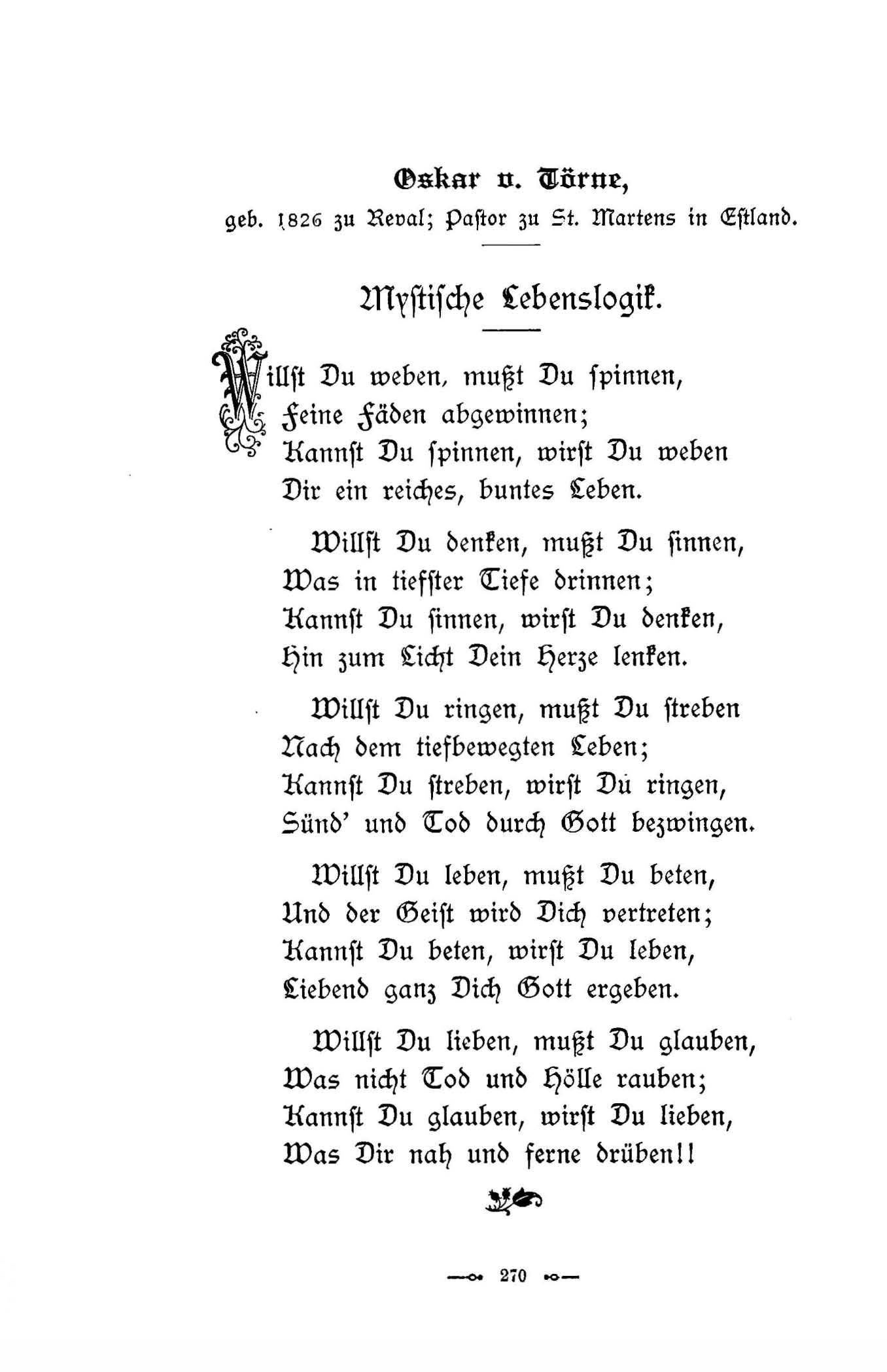 Baltische Dichtungen (1896) | 276. (270) Põhitekst