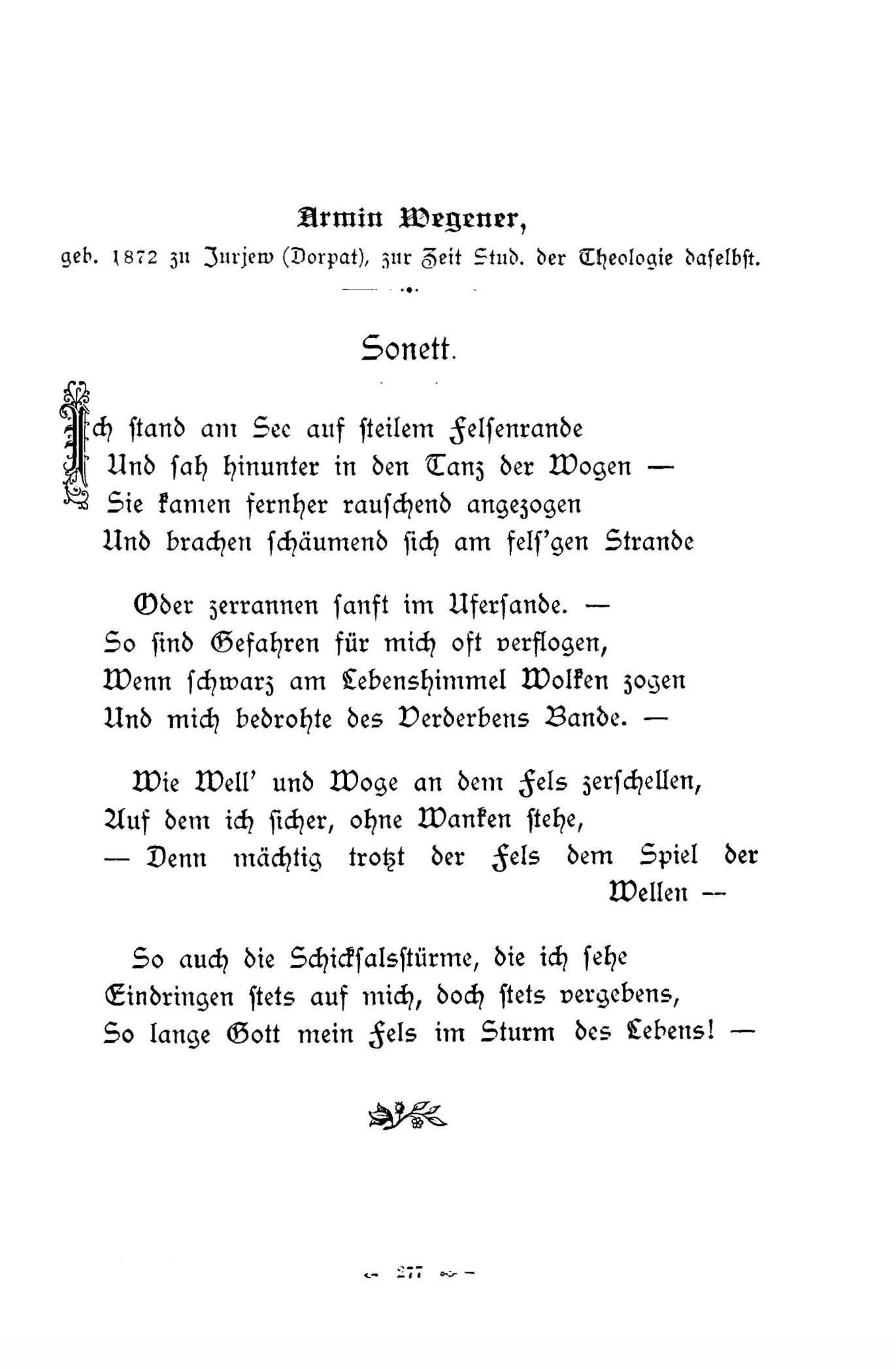 Sonett (1896) | 1. (277) Основной текст