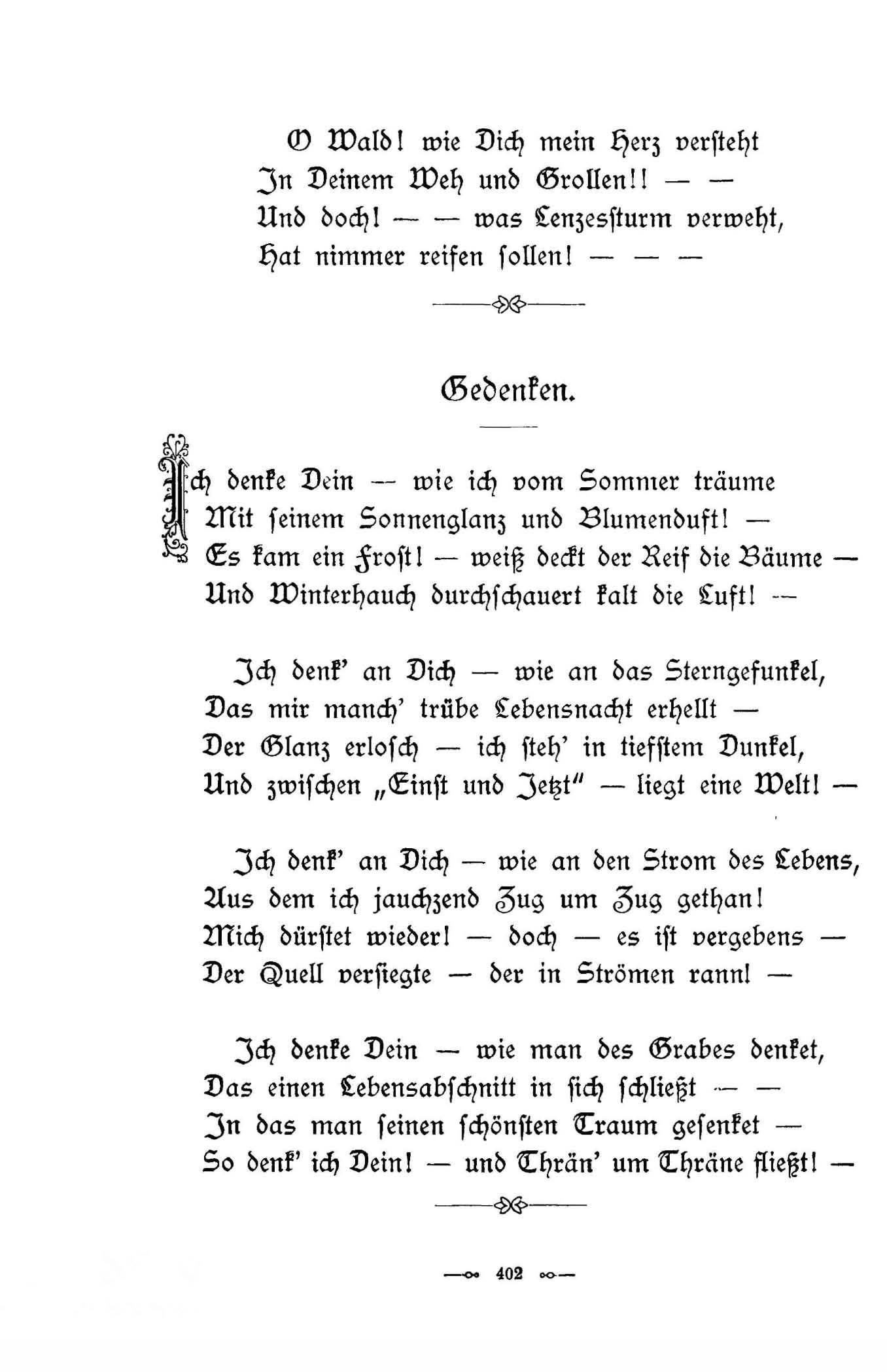 Gedenken (1896) | 1. (402) Haupttext