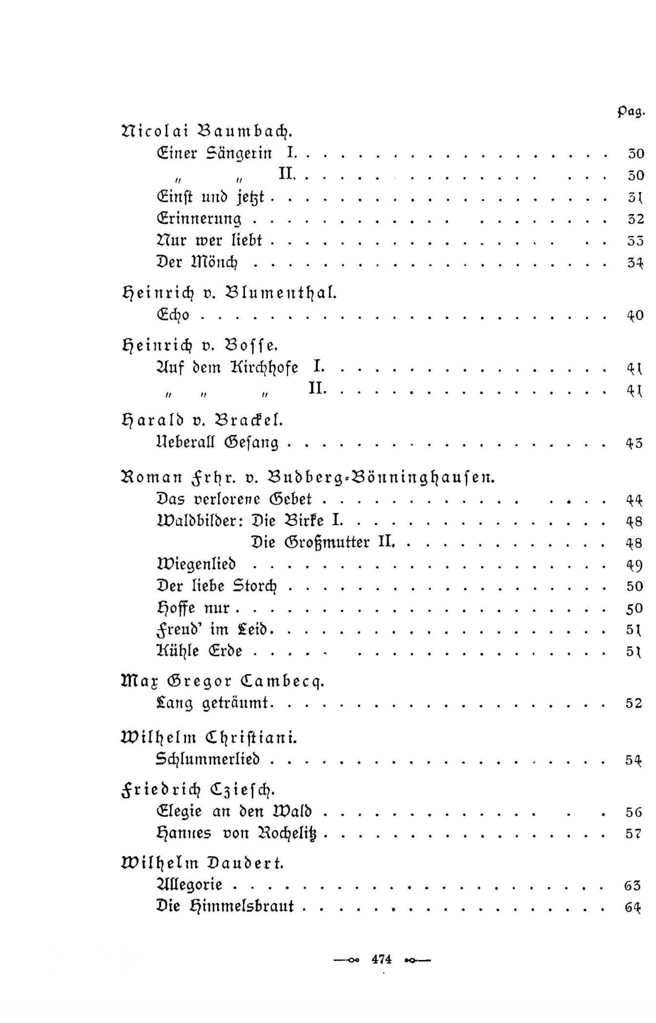 Baltische Dichtungen (1896) | 476. (474) Sisukord