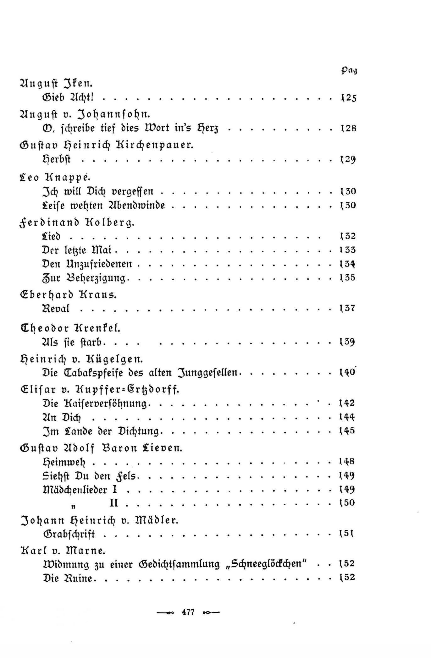 Baltische Dichtungen (1896) | 479. (477) Sisukord