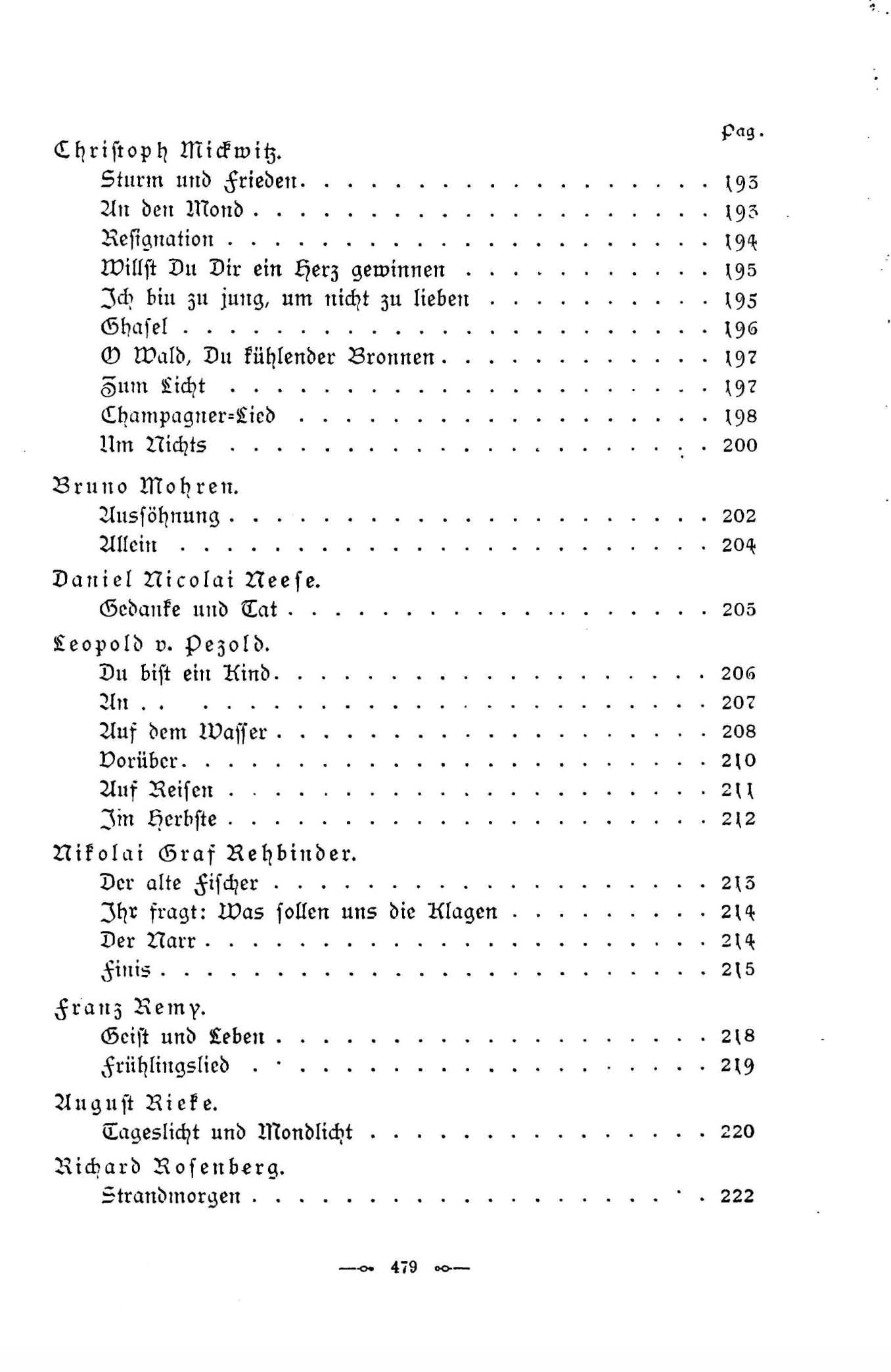 Baltische Dichtungen (1896) | 481. (479) Sisukord