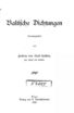 Baltische Dichtungen (1896) | 2. Tiitelleht