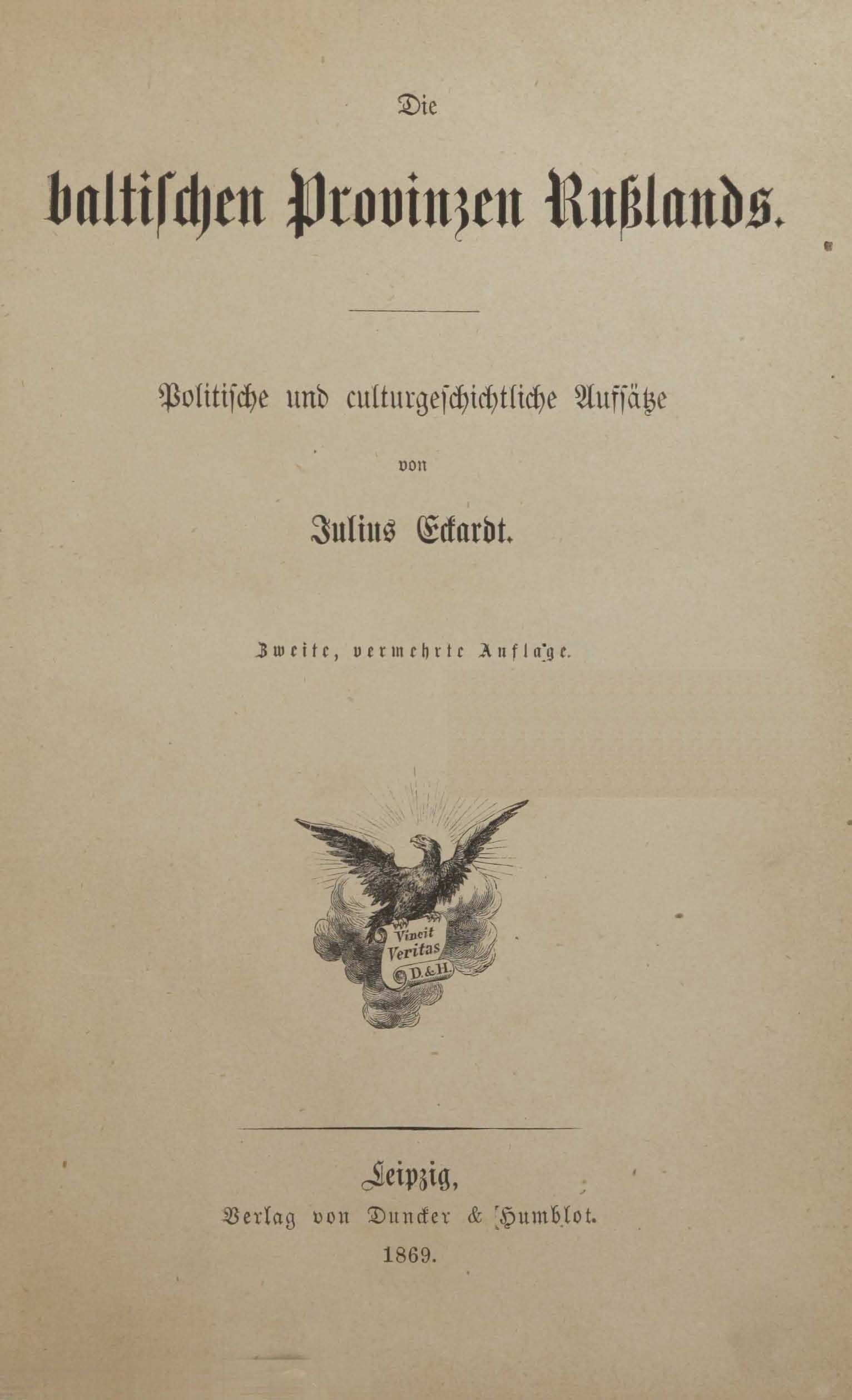 Die baltischen Provinzen Russlands (1869) | 2. Title page